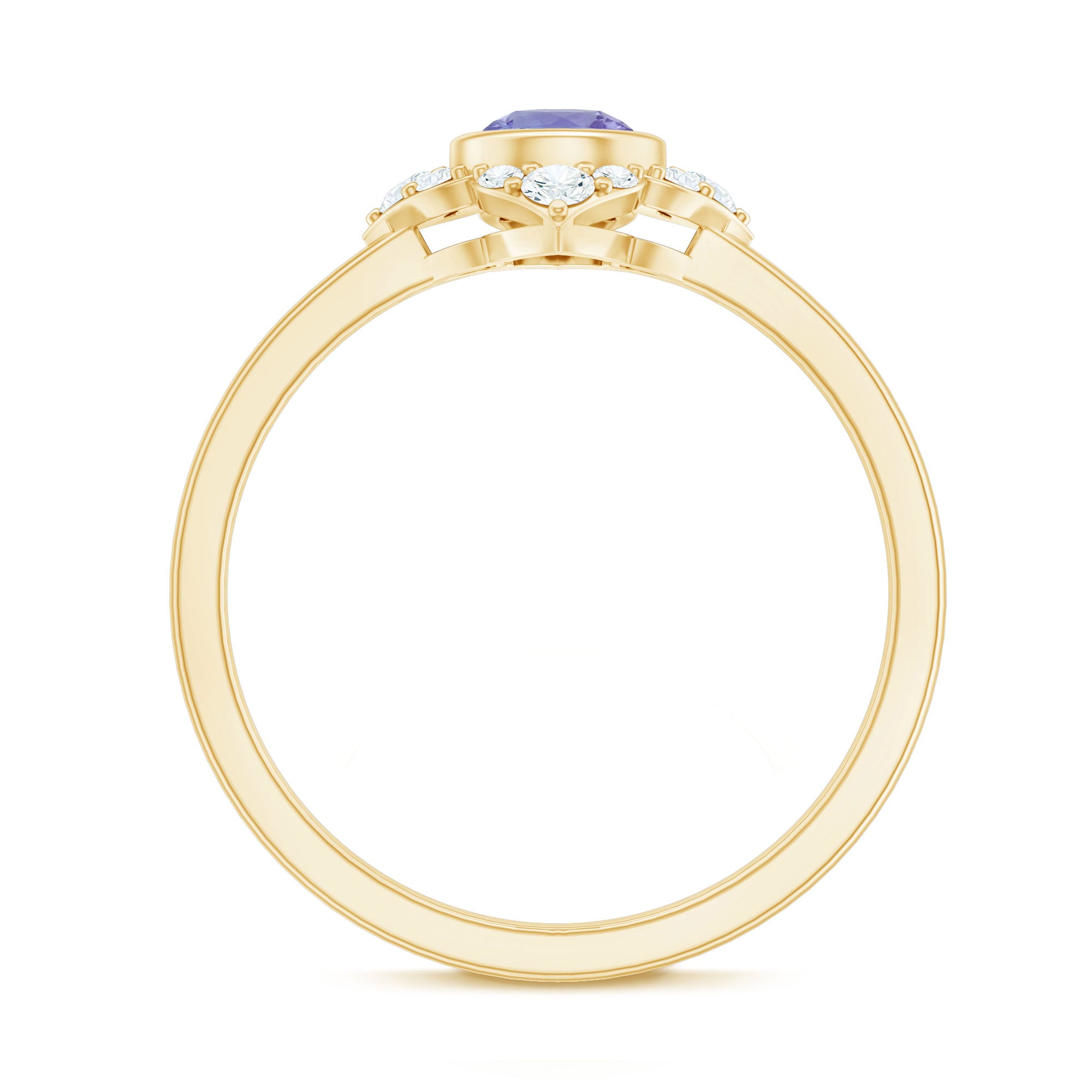 Certified Real Tanzanite Flower Engagement Ring with Diamond AAA - Rosec Jewels
