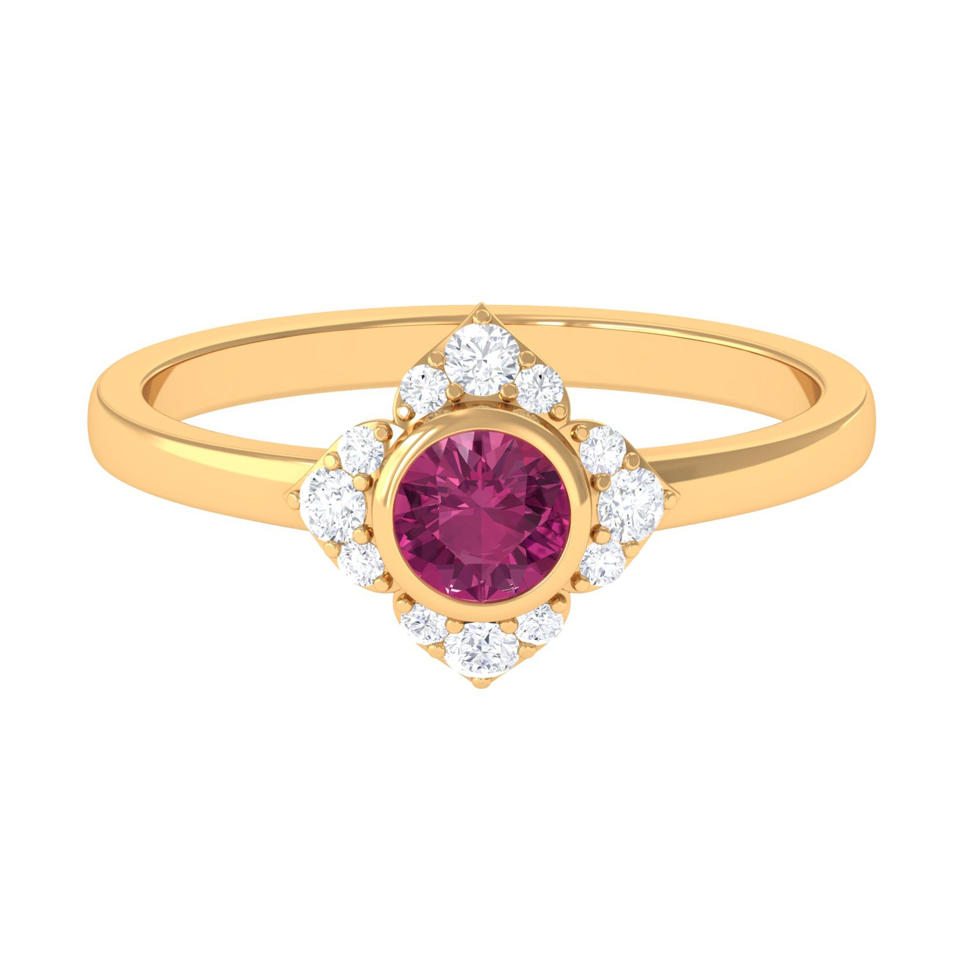 Pink Tourmaline Floral Engagement Ring with Diamond Halo AAA - Rosec Jewels