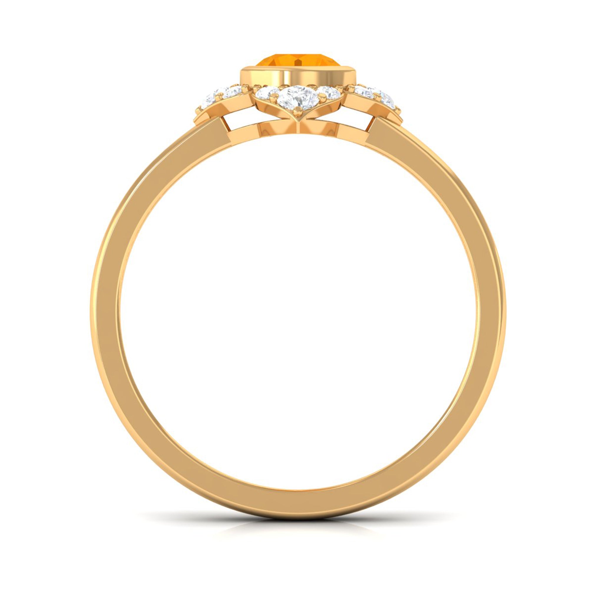 Bezel Set Orange Fire Opal Flower Engagement Ring with Diamond AAA - Rosec Jewels