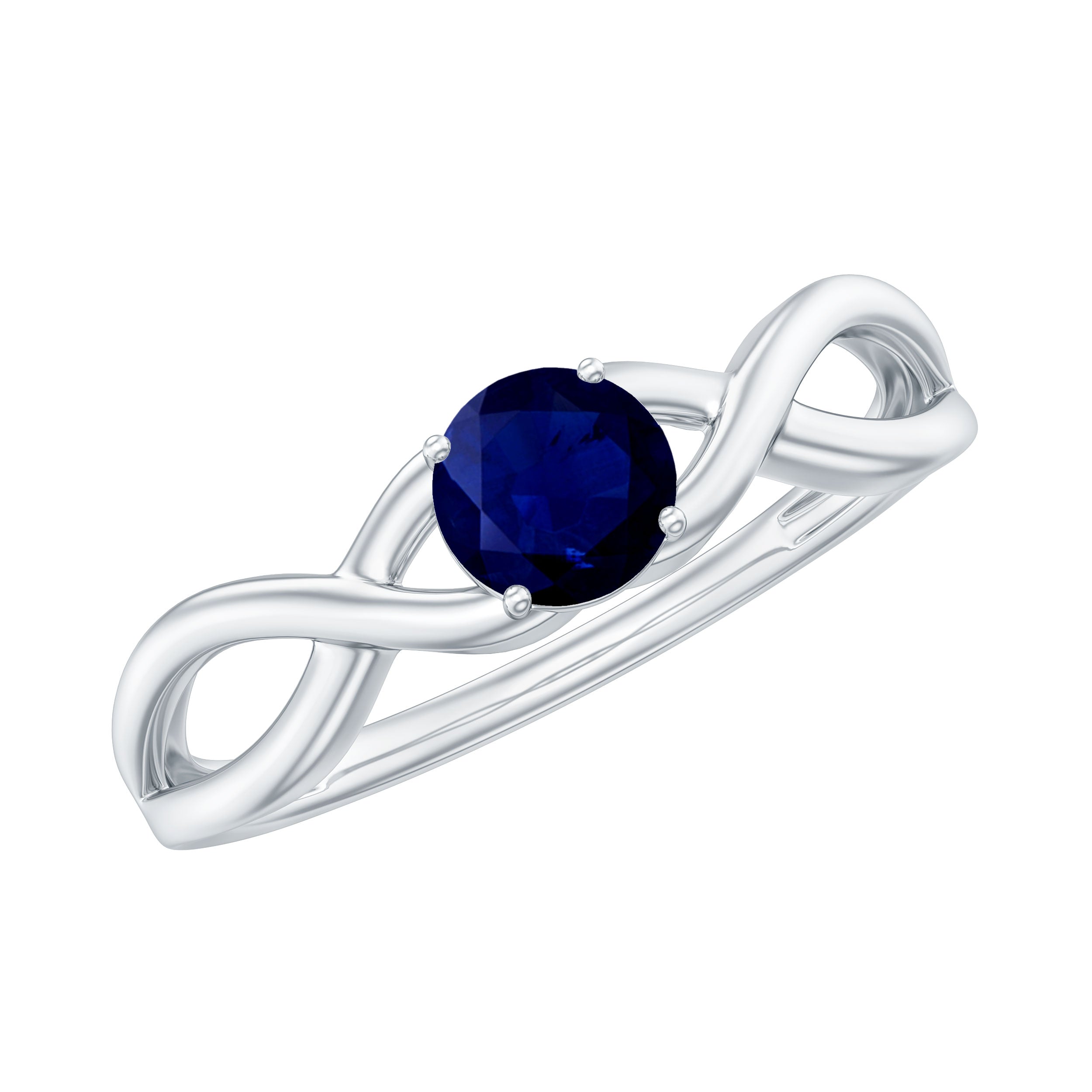 1 CT Simple Blue Sapphire Solitaire Infinity Ring