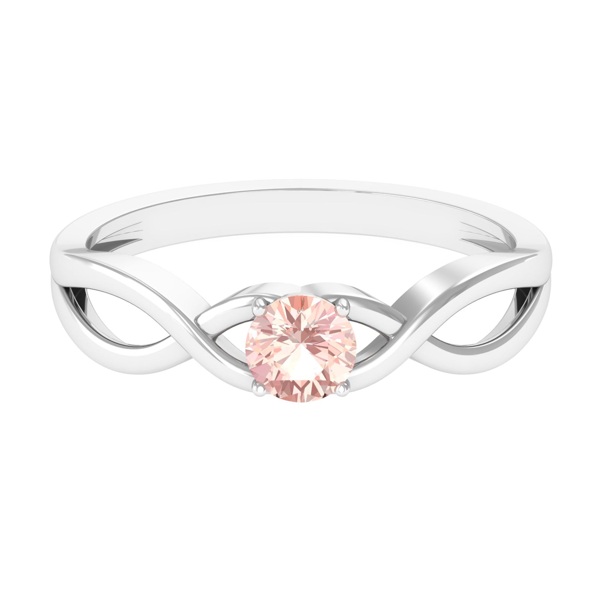 Round Morganite Solitaire Promise Ring in Crossover Shank