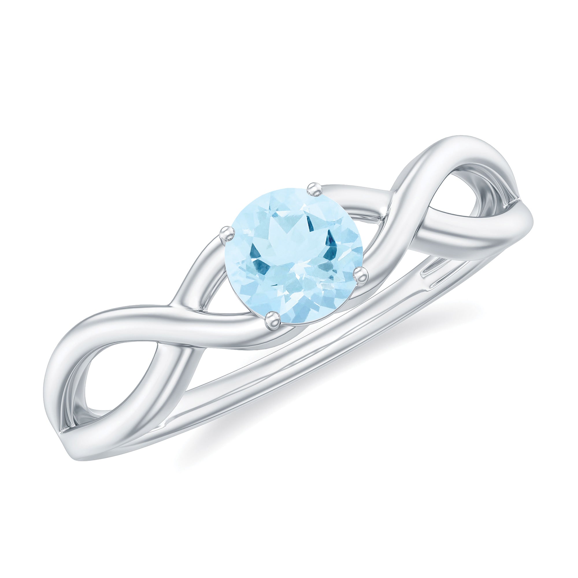 0,25 CT Solitaire Aquamarijn Crossover verlovingsring