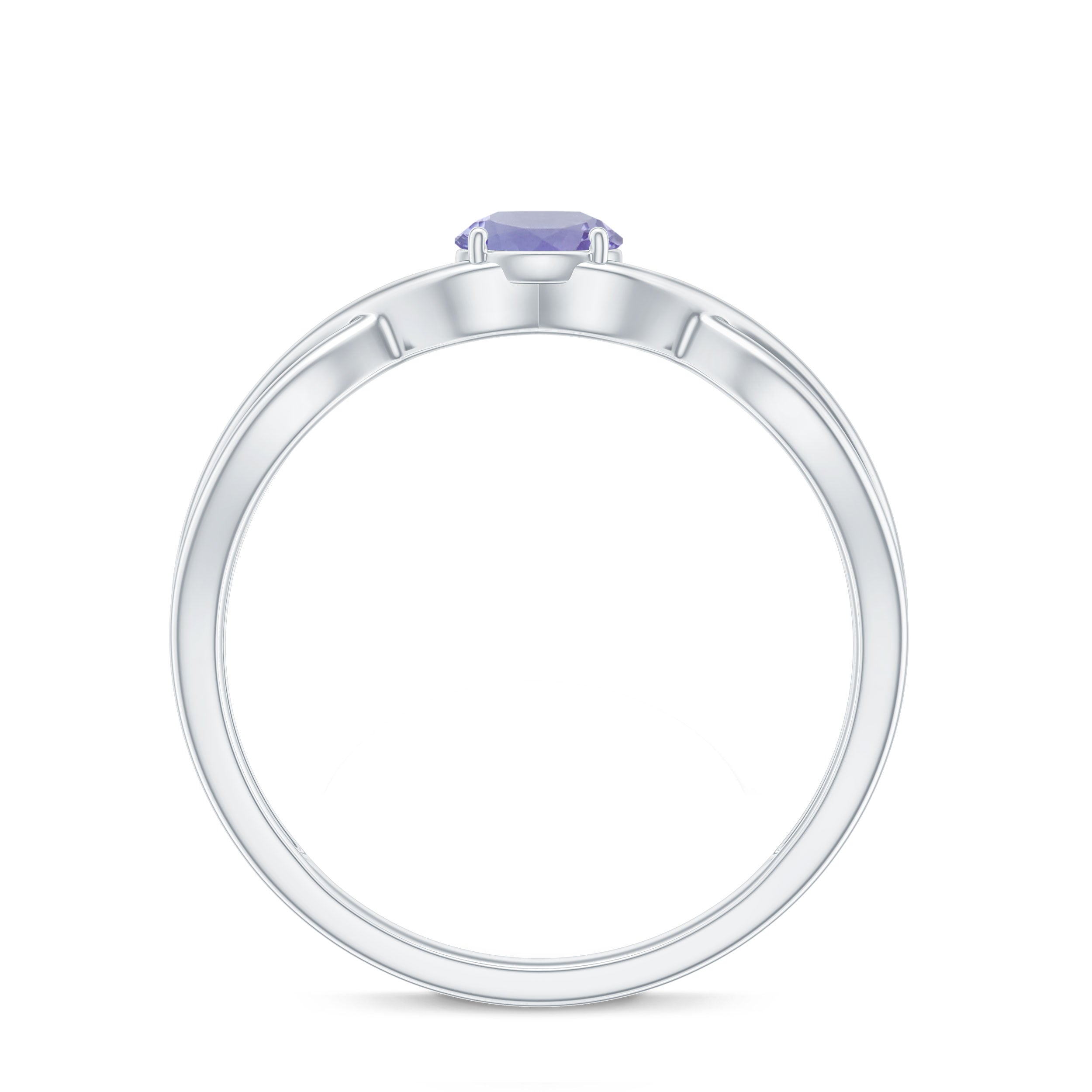 Rosec Jewels-Genuine Tanzanite Promise Ring with Crossover Shank