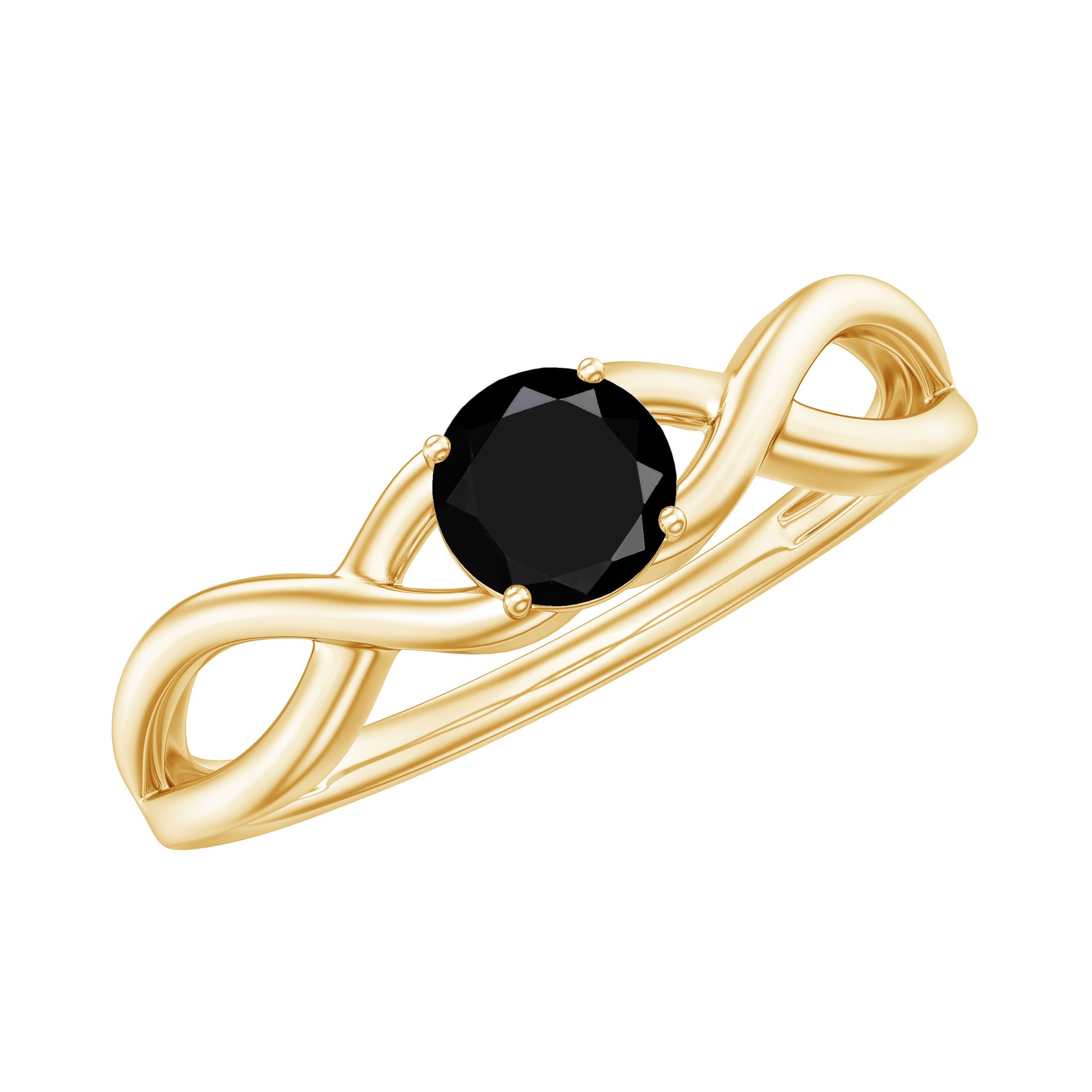 Solitaire Black Onyx Infinity Promise Ring for Women AAA - Rosec Jewels