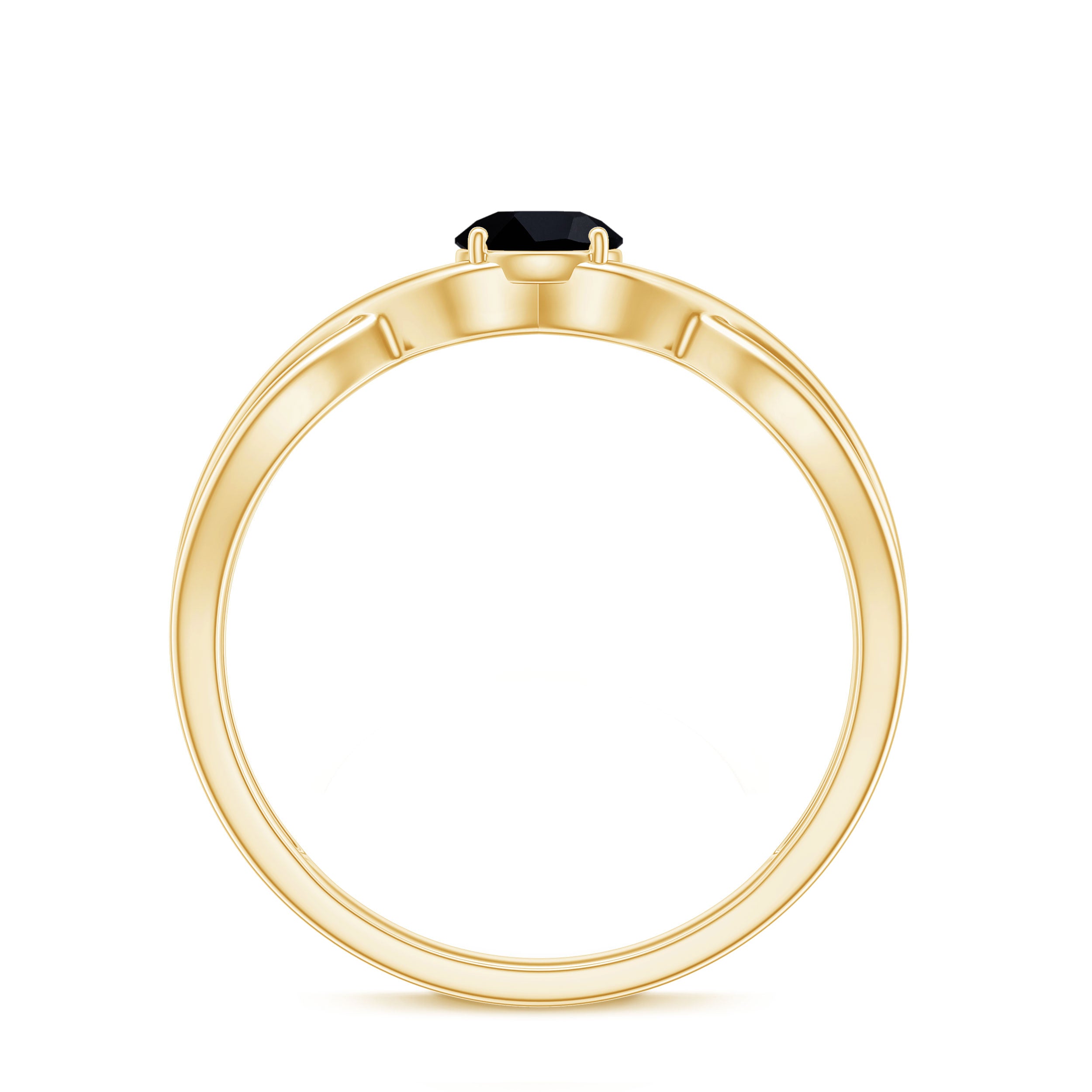 Rosec Jewels-Natural Black Spinel Proposal Ring with Crossover Shank