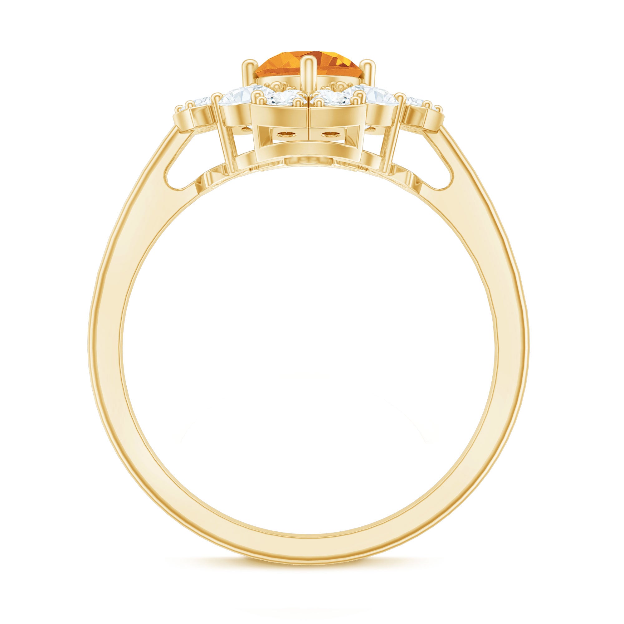 Vintage Looking Citrine Flower Engagement Ring with Certificate AAA - Rosec Jewels