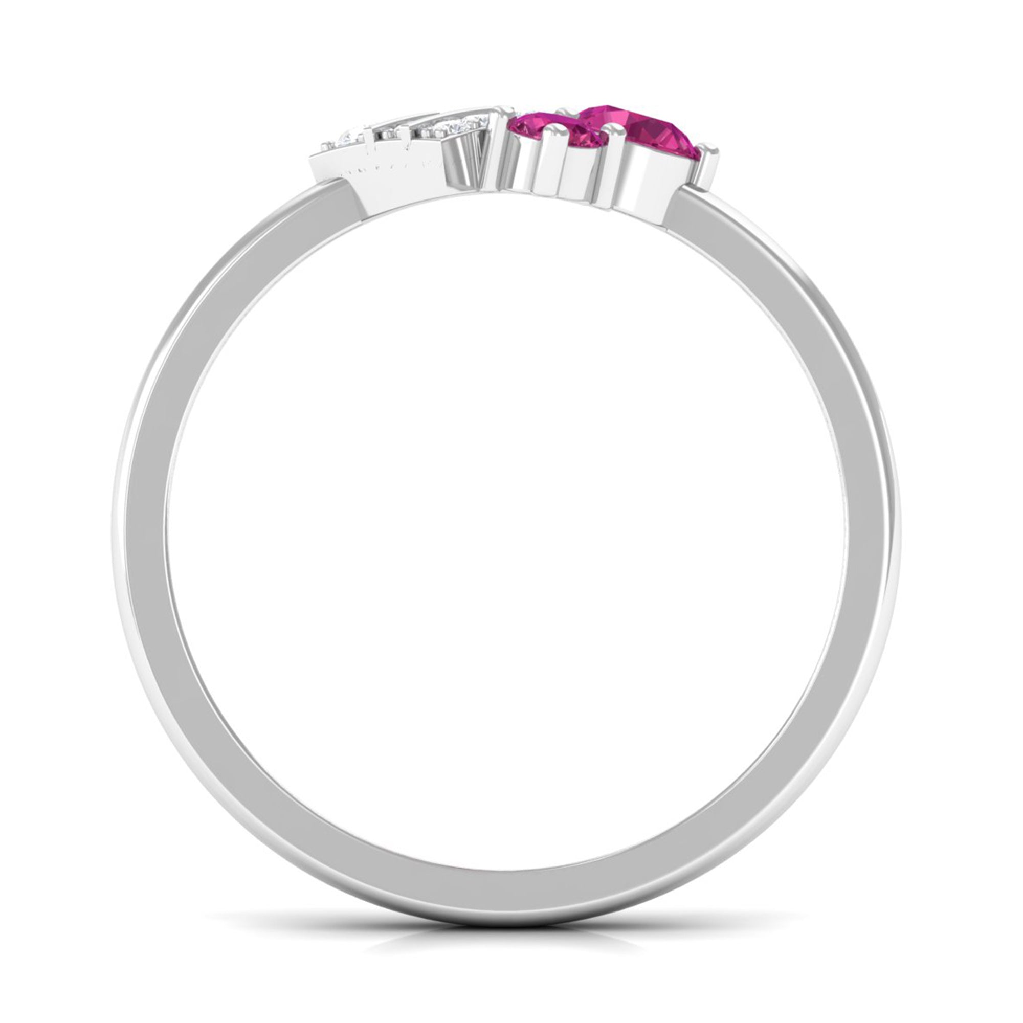 Pink Tourmaline Art Deco Engagement Ring with Diamond AAA - Rosec Jewels