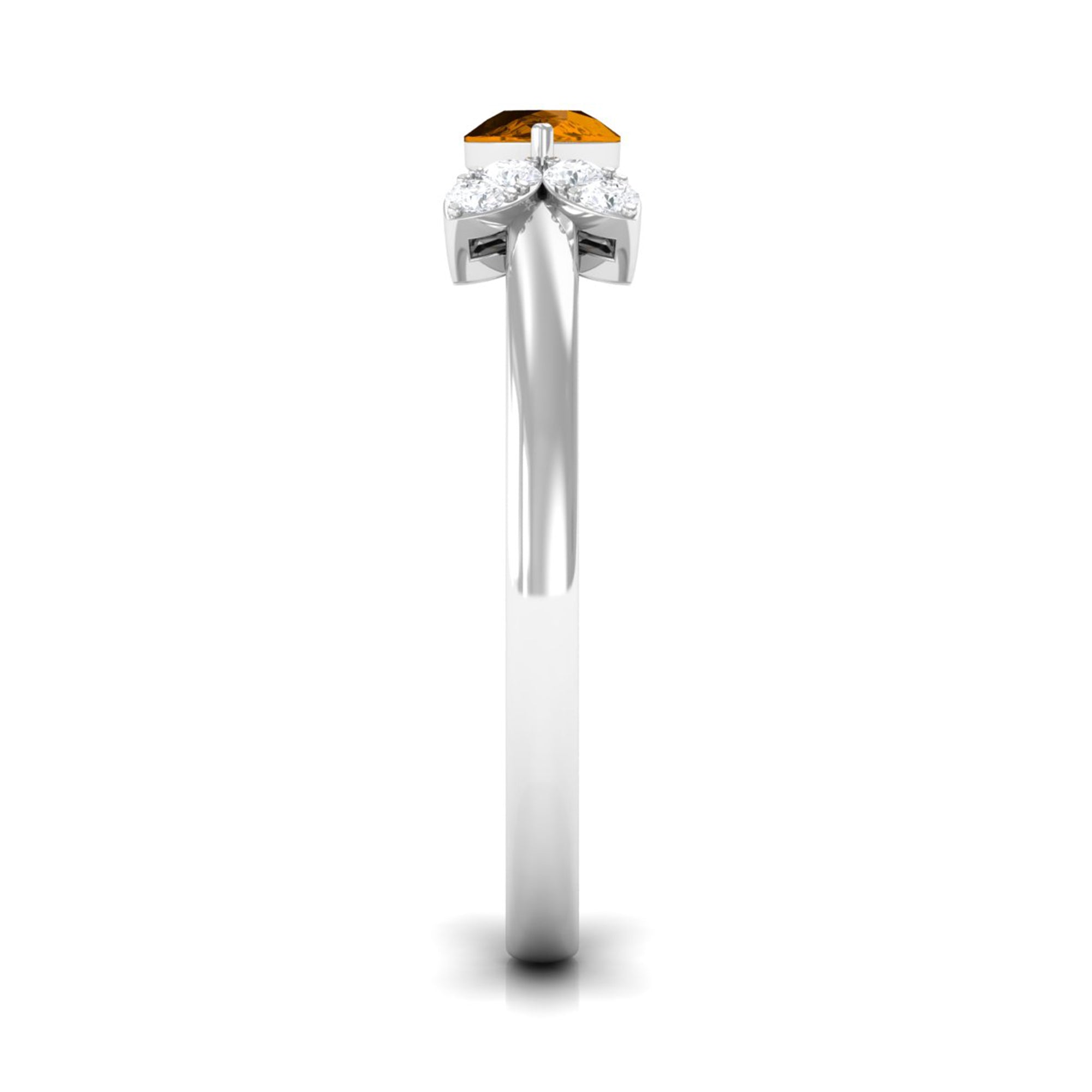 0.75 CT Pear Cut Citrine Promise Ring with Leaf Diamond AAA - Rosec Jewels