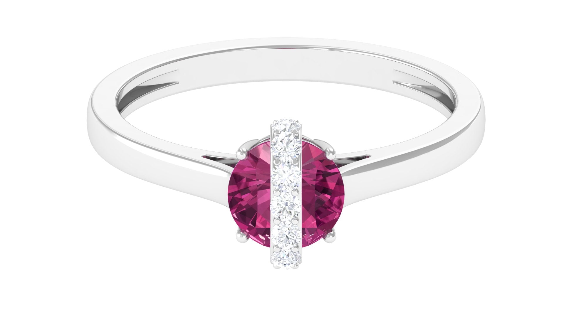 Pink Tourmaline Designer Engagement Ring with Diamond AAA - Rosec Jewels