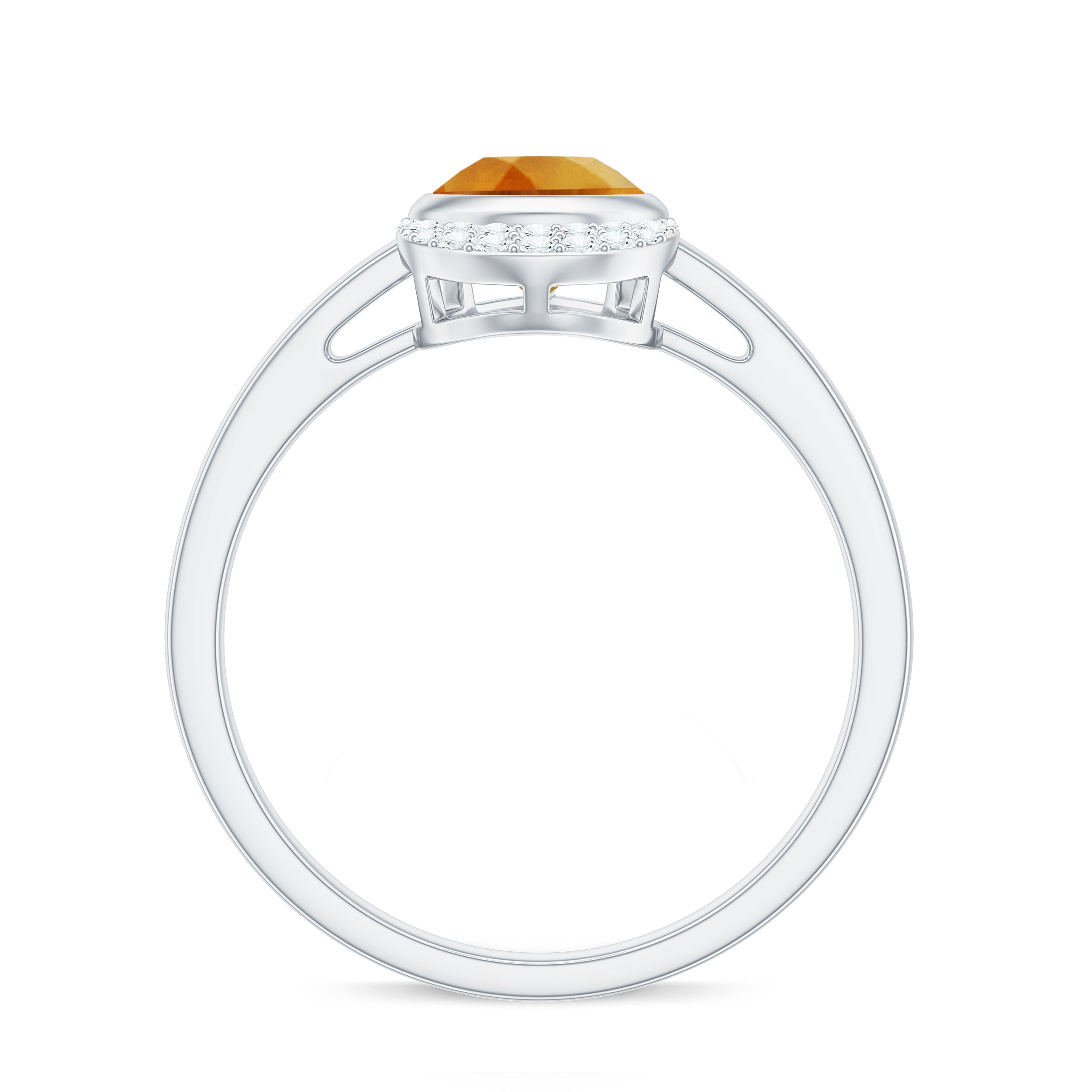 Real 1 Carat Citrine Teardrop Engagement Ring with Diamond AAA - Rosec Jewels