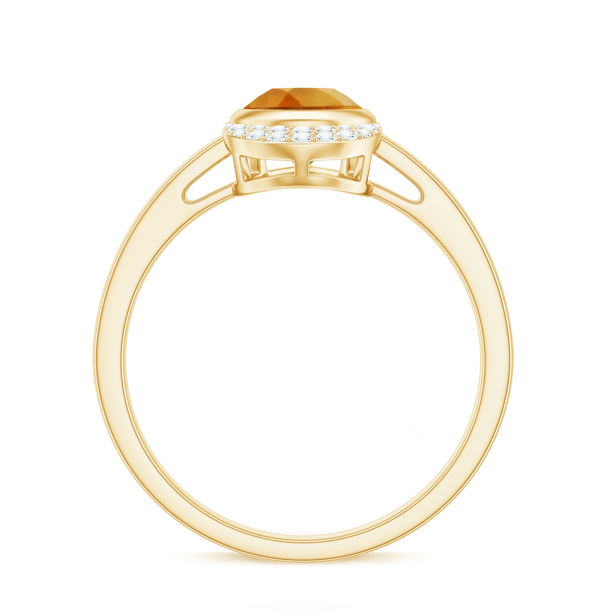Real 1 Carat Citrine Teardrop Engagement Ring with Diamond AAA - Rosec Jewels