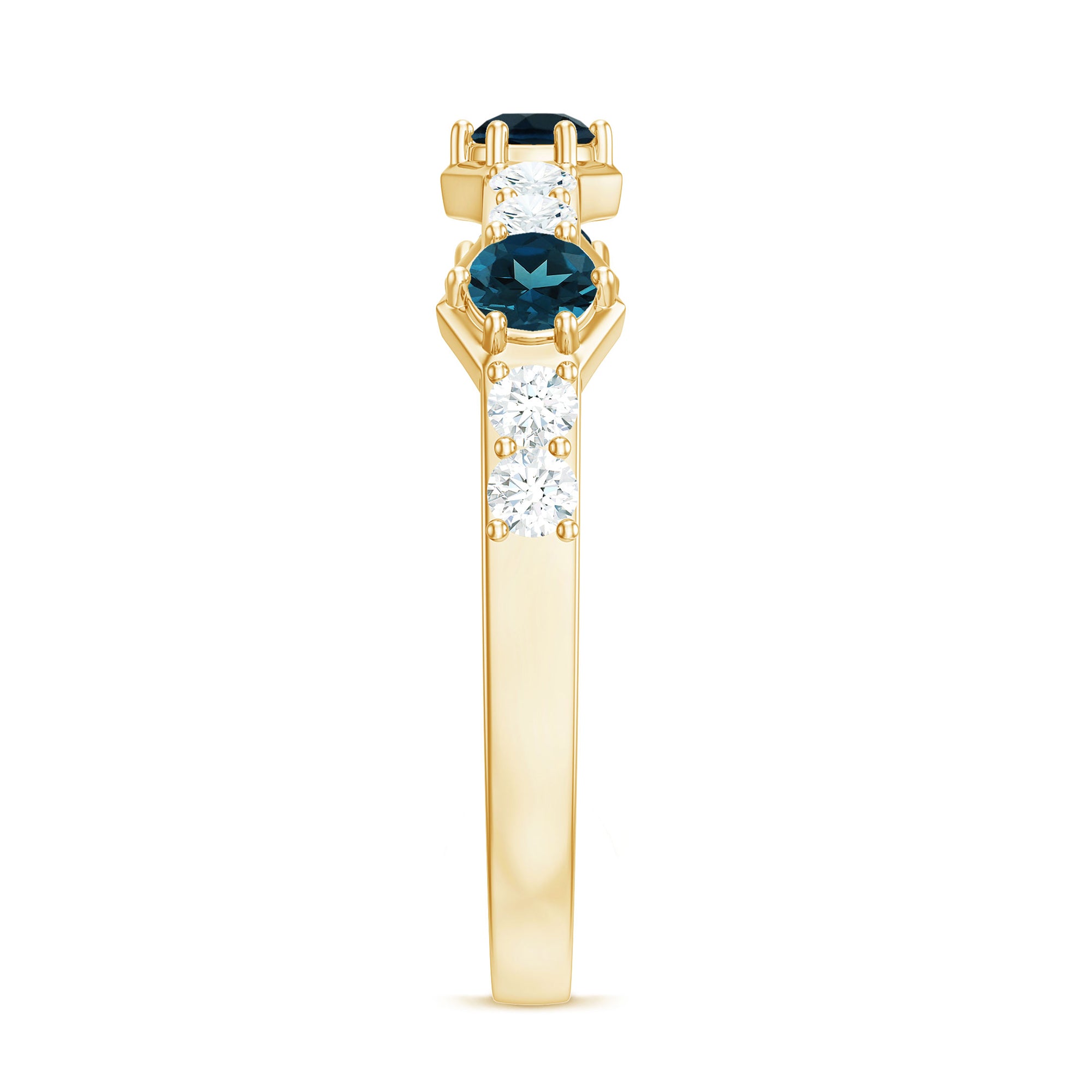 Certified London Blue Topaz Eternity Wedding Band with Diamond AAA - Rosec Jewels