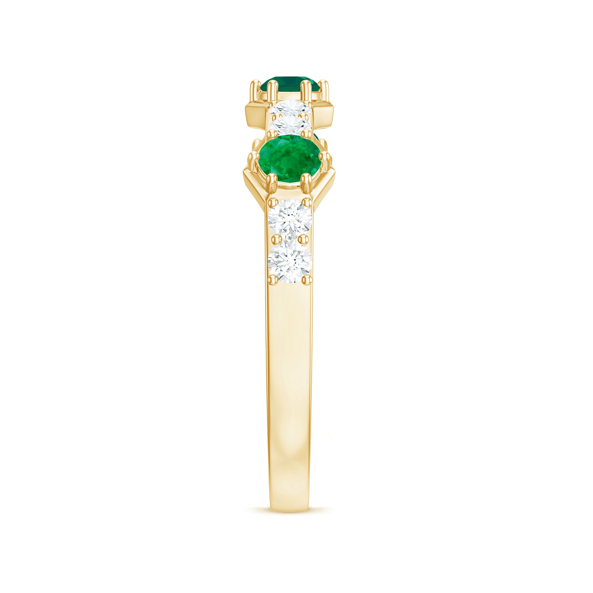 Natural Emerald and Diamond Half Eternity Ring AAA - Rosec Jewels
