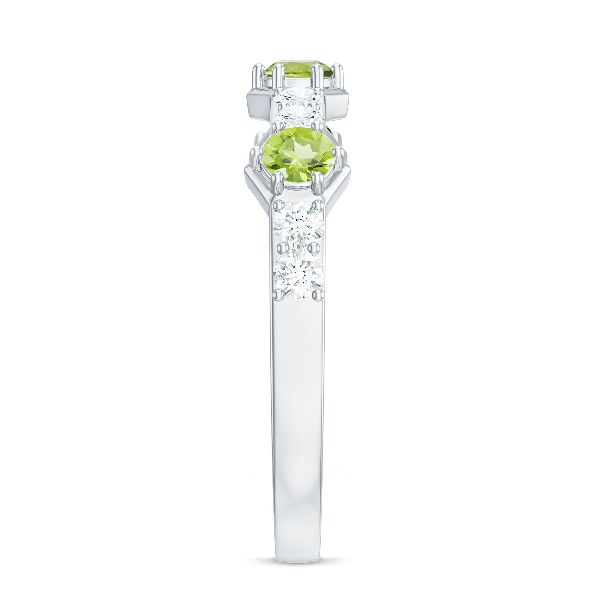 Natural Peridot Diamond Half Eternity Ring for Anniversary AAA - Rosec Jewels