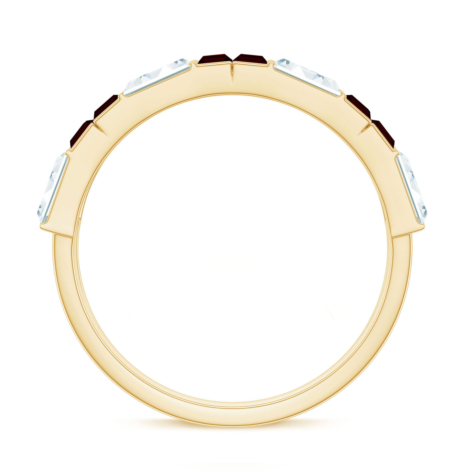 Certified Real Baguette Garnet Half Eternity Wedding Band AAA - Rosec Jewels