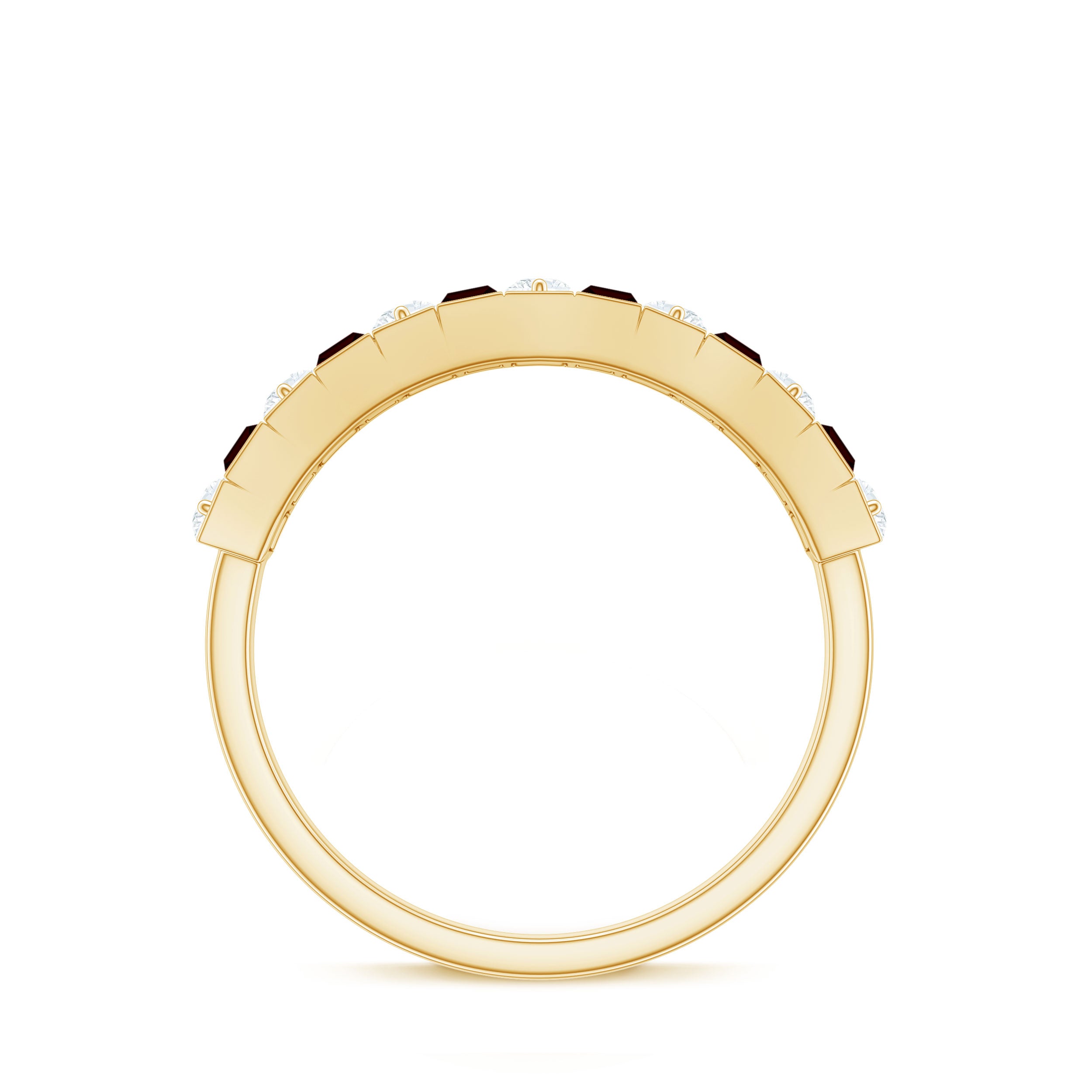 Rosec Jewels-Classic Garnet Baguette Eternity Wedding Band with Diamond