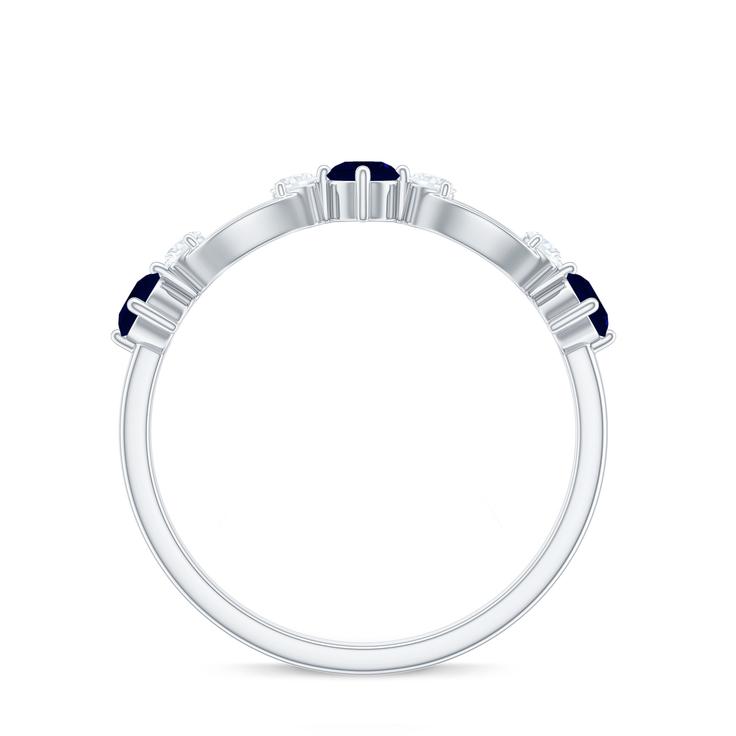 Natural Blue Sapphire Promise Ring with Diamond AAA - Rosec Jewels