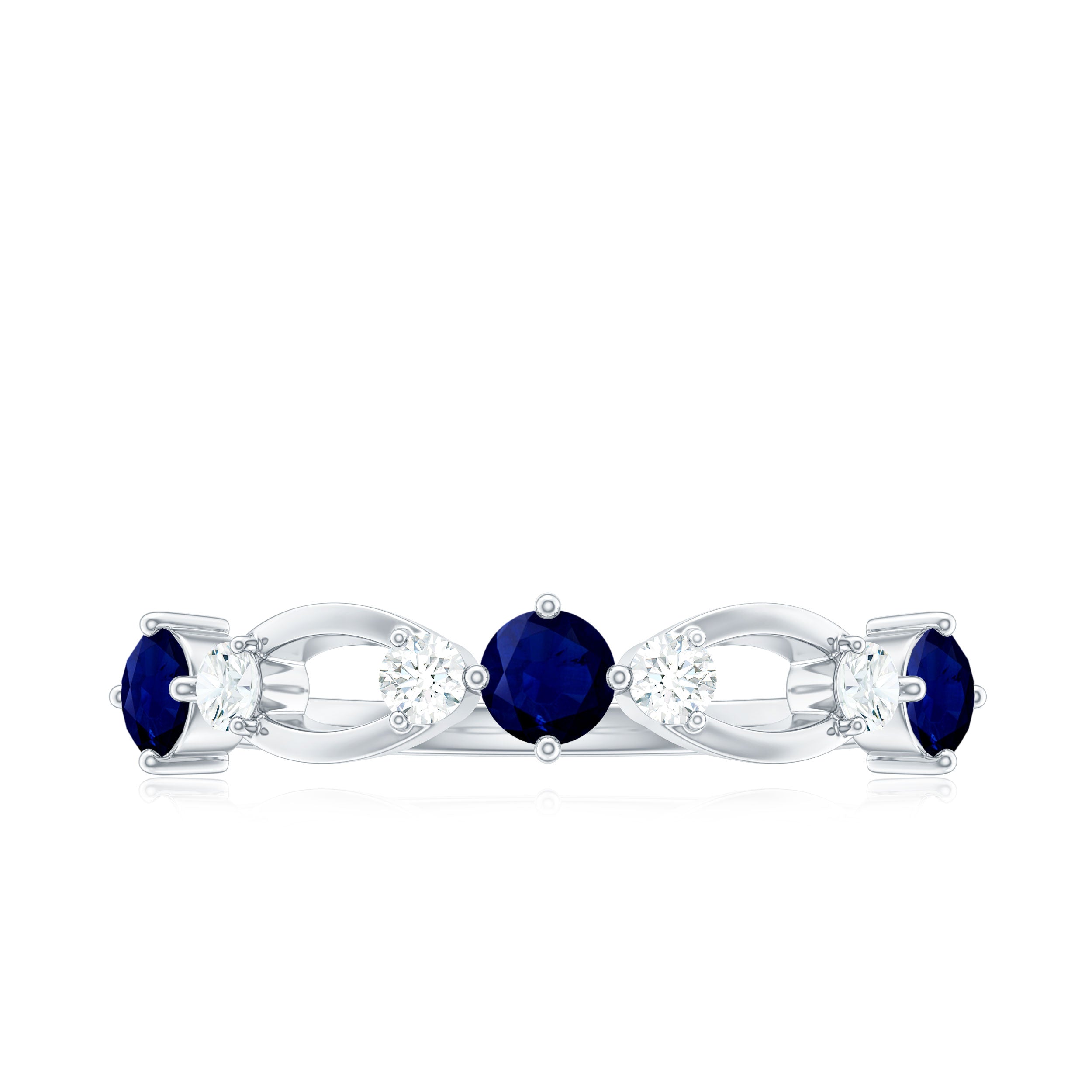 Natural Blue Sapphire Promise Ring with Diamond AAA - Rosec Jewels
