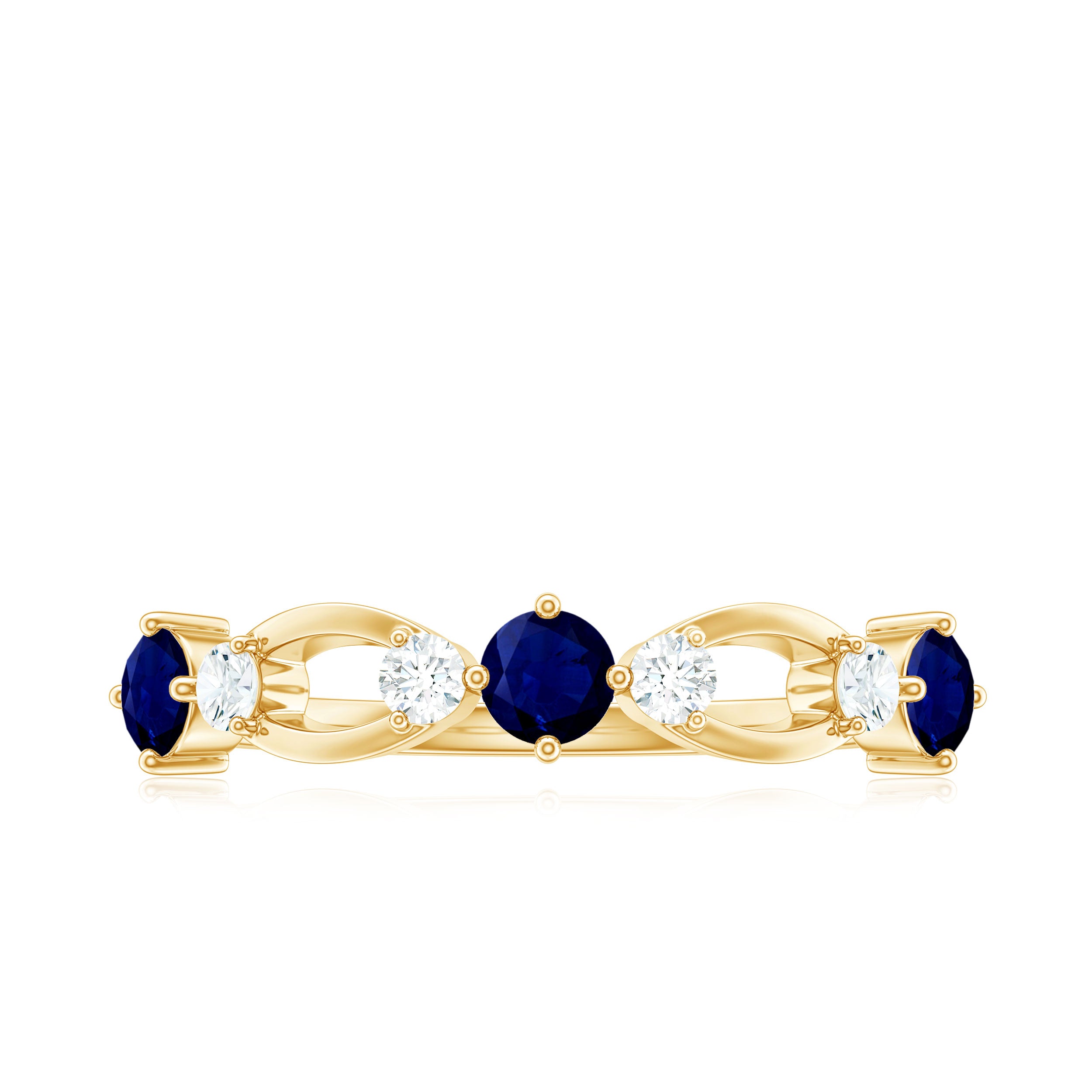 Natural Blue Sapphire Promise Ring with Diamond AAA - Rosec Jewels