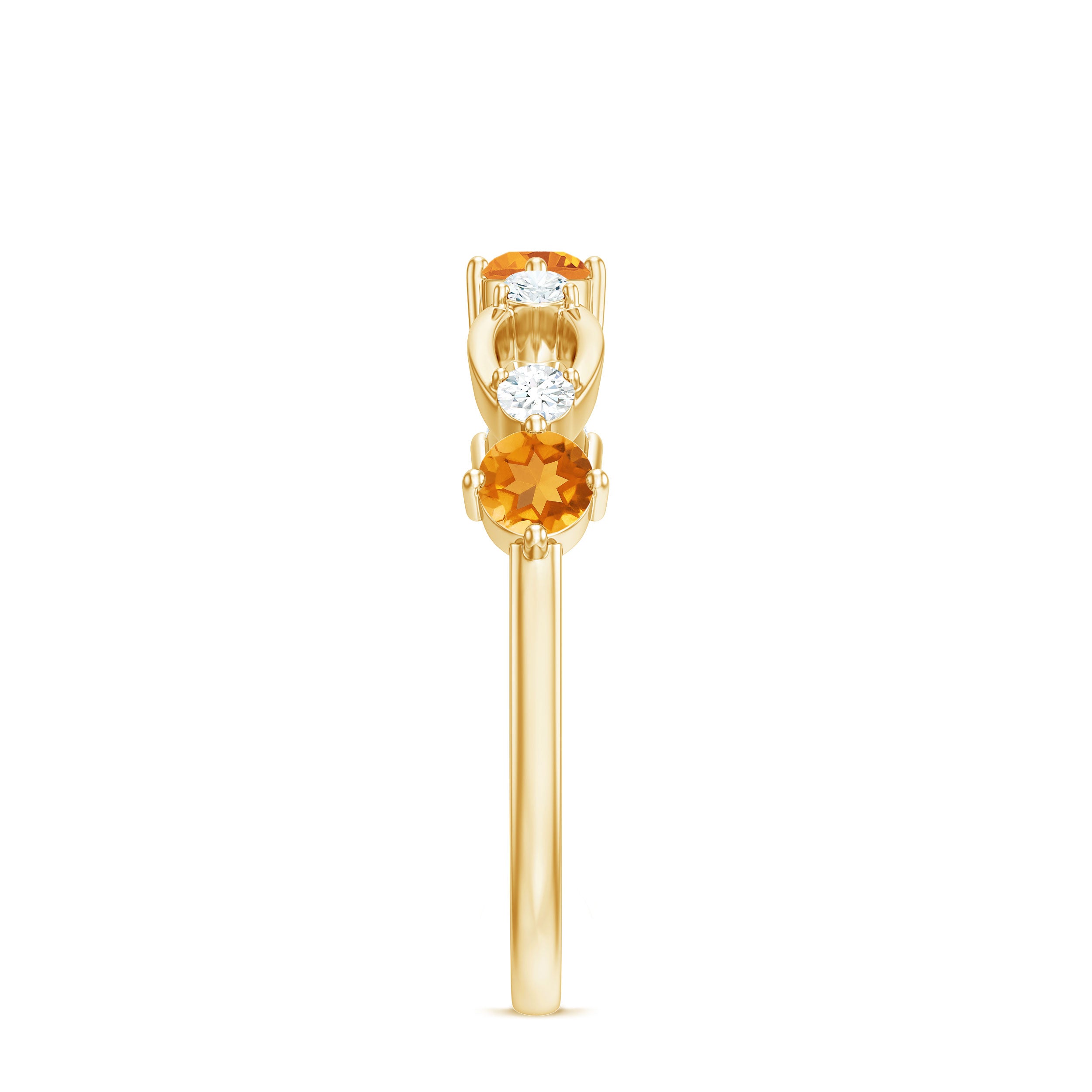 Rosec Jewels-Natural Citrine Half Eternity Ring with Diamond