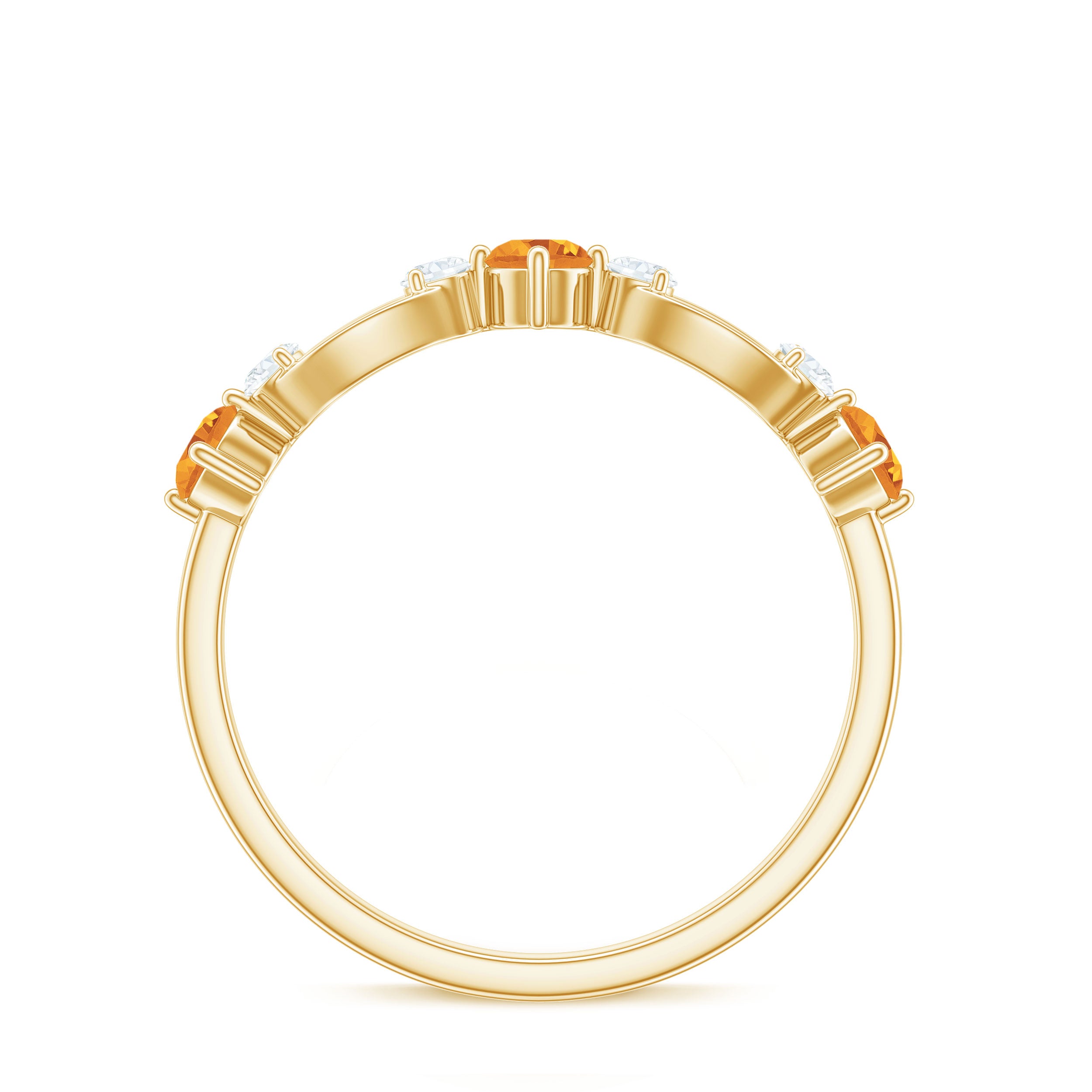 Rosec Jewels-Natural Citrine Half Eternity Ring with Diamond