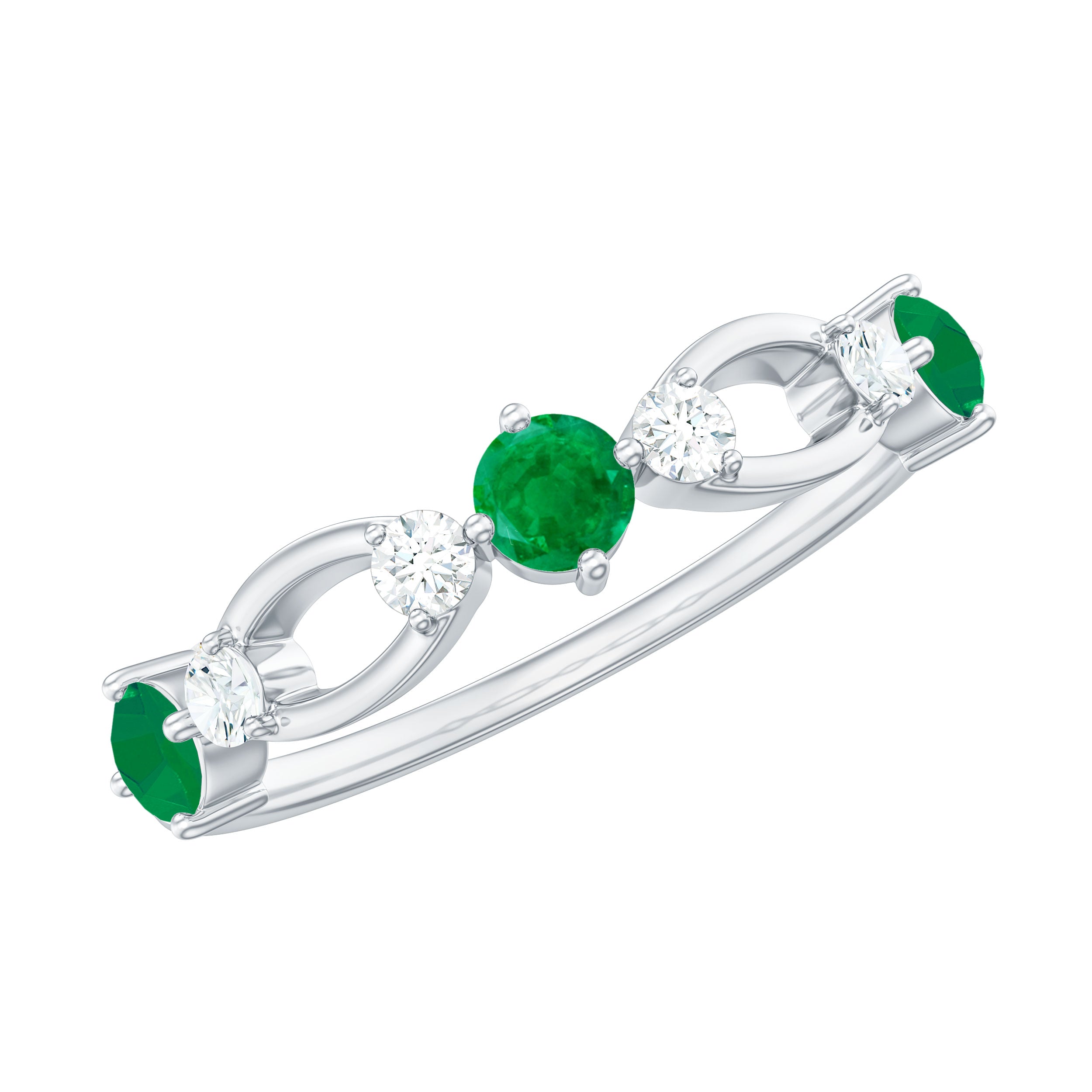 Natural Emerald Diamond Infinity Anniversary Ring