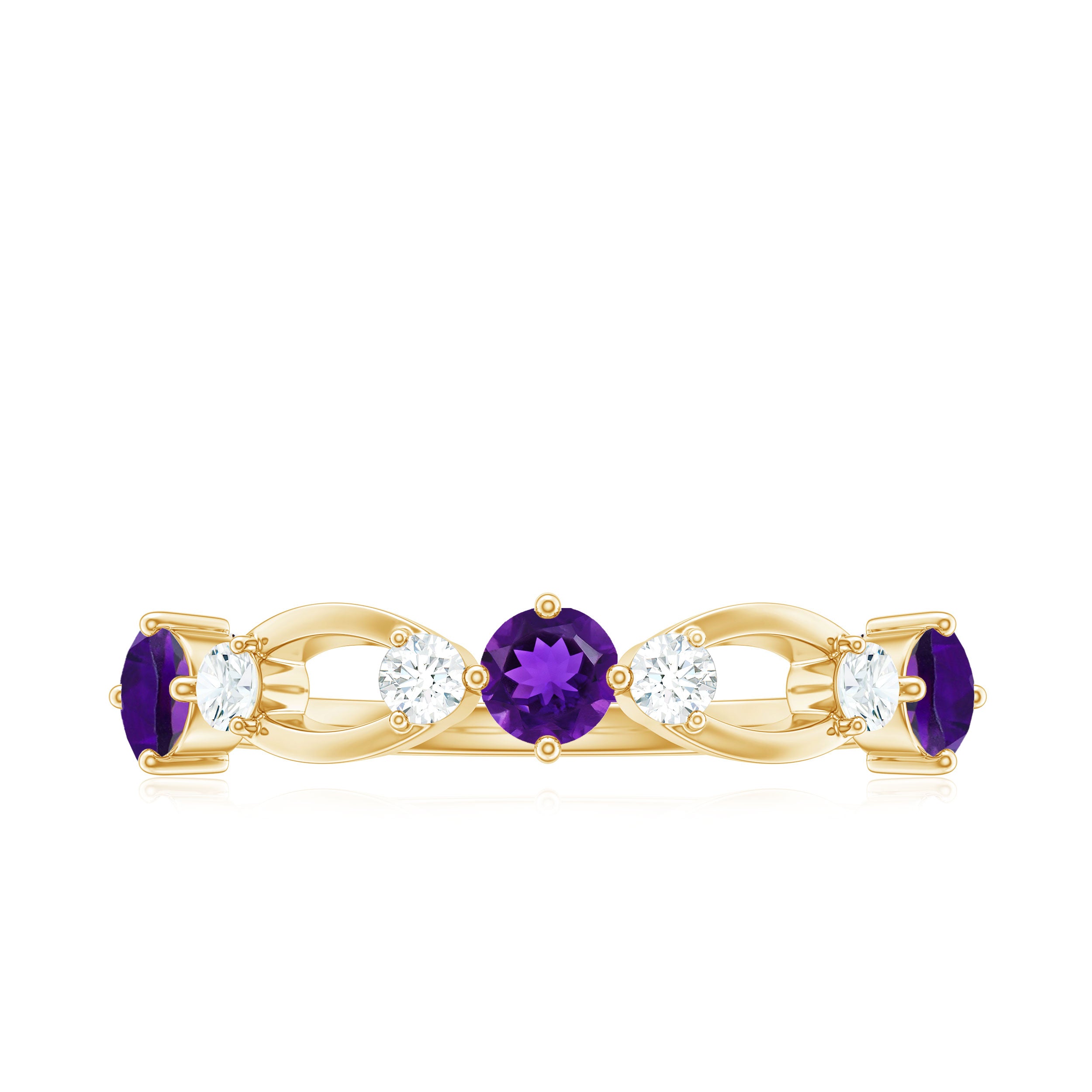 Rosec Jewels-Natural Amethyst Diamond Promise Ring for Women