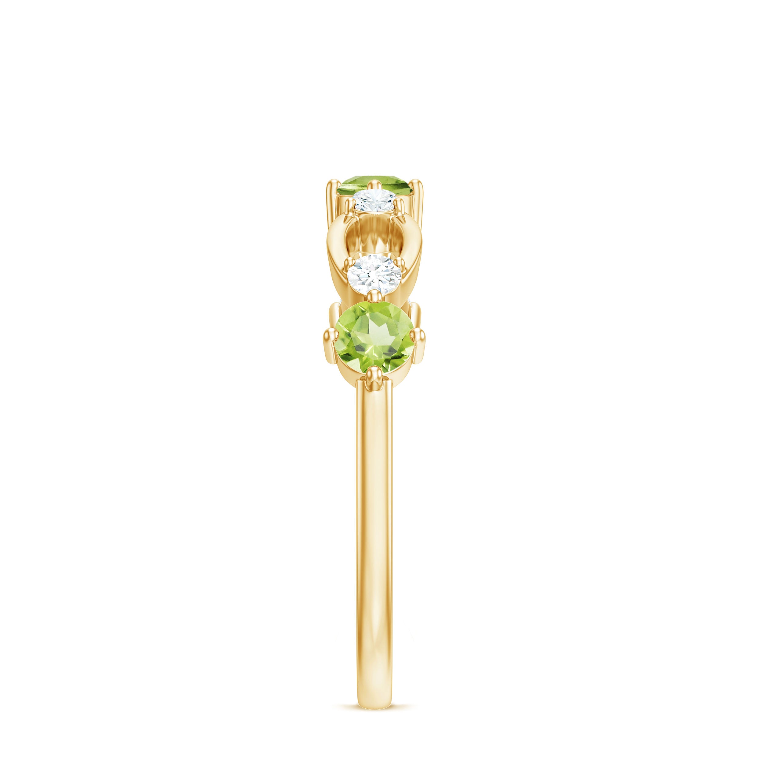 Rosec Jewels-Minimal Peridot Promise Ring with Diamond