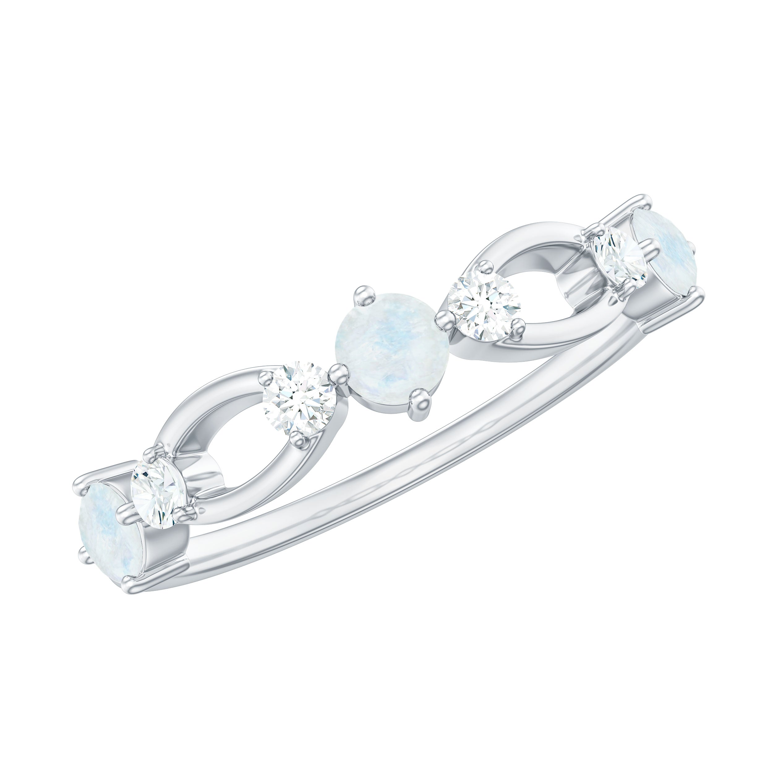 Minimal Promise Ring with Moonstone and Diamond