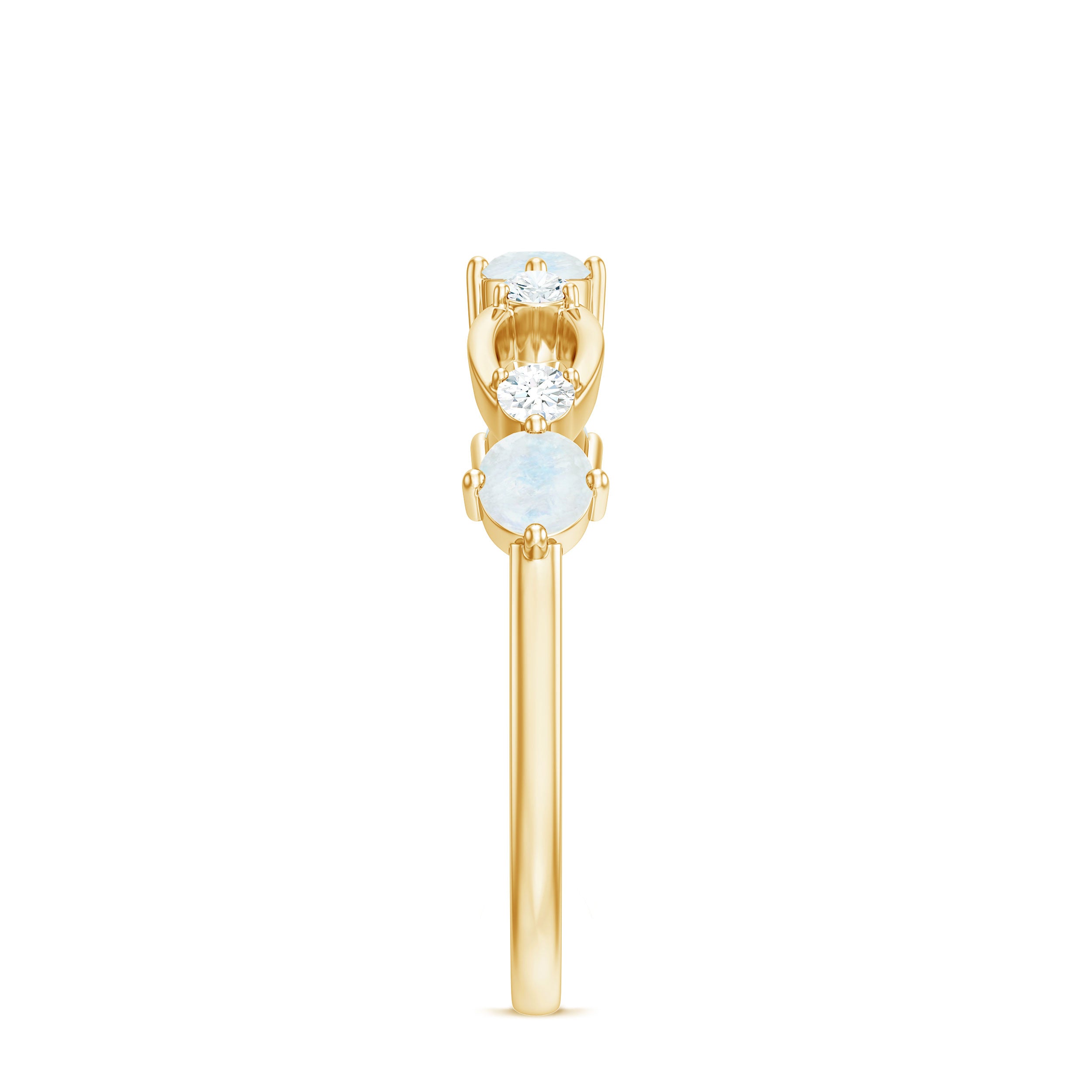 Minimal Promise Ring with Moonstone and Diamond AAA - Rosec Jewels