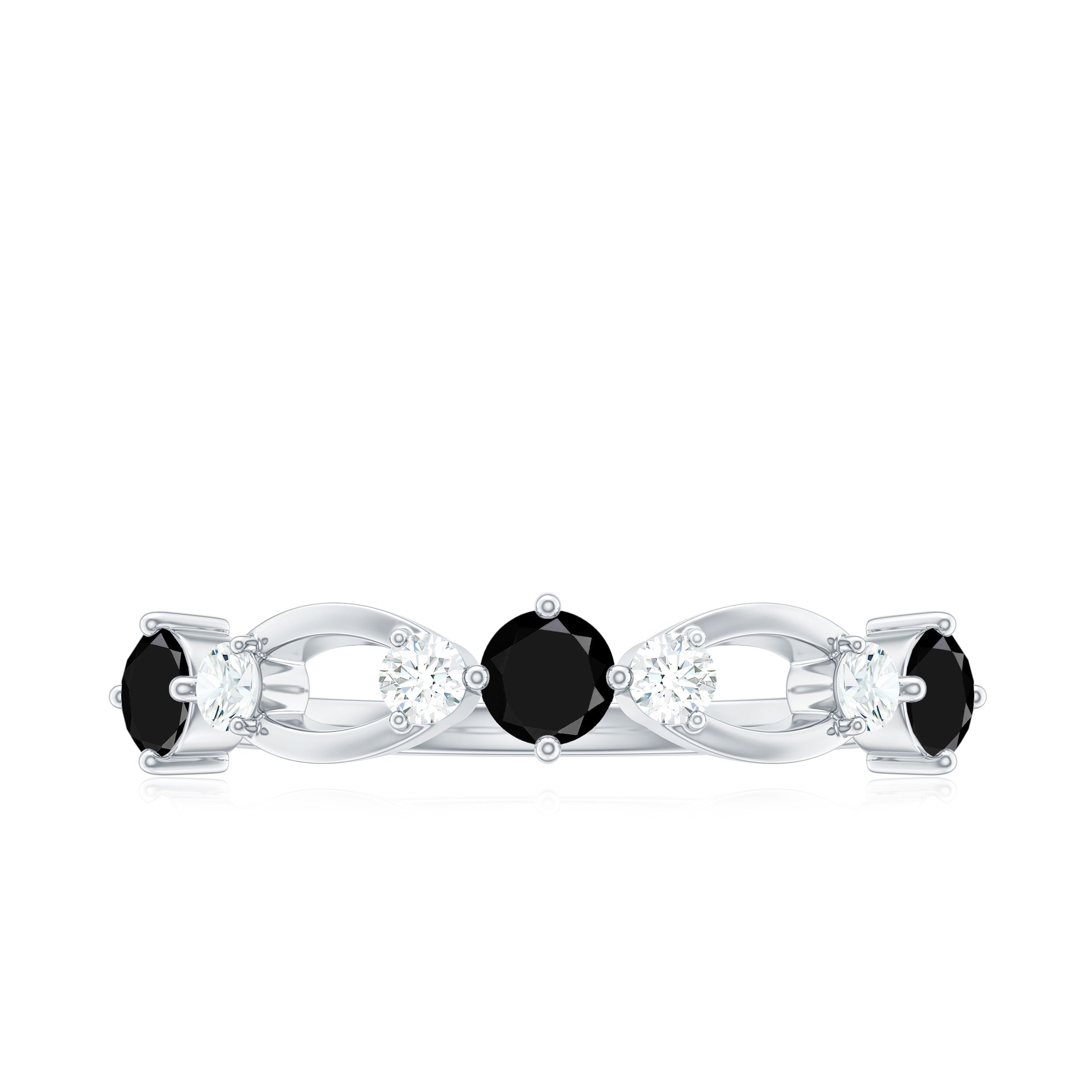 Certified Real Black Spinel Diamond Promise Ring for Her AAA - Rosec Jewels