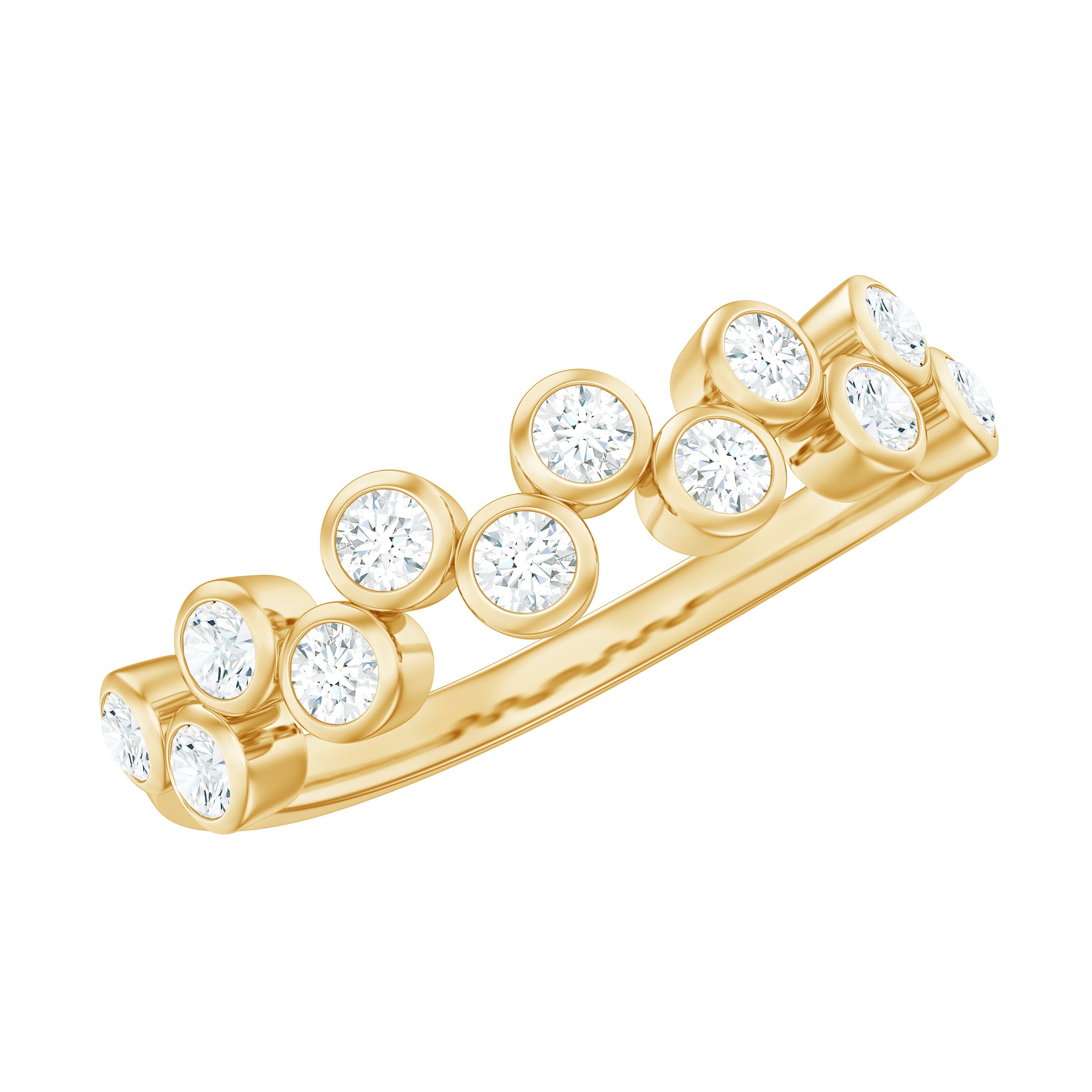 0.5 CT Zircon Simple Semi Eternity Ring in Bezel Setting AAAA - Rosec Jewels