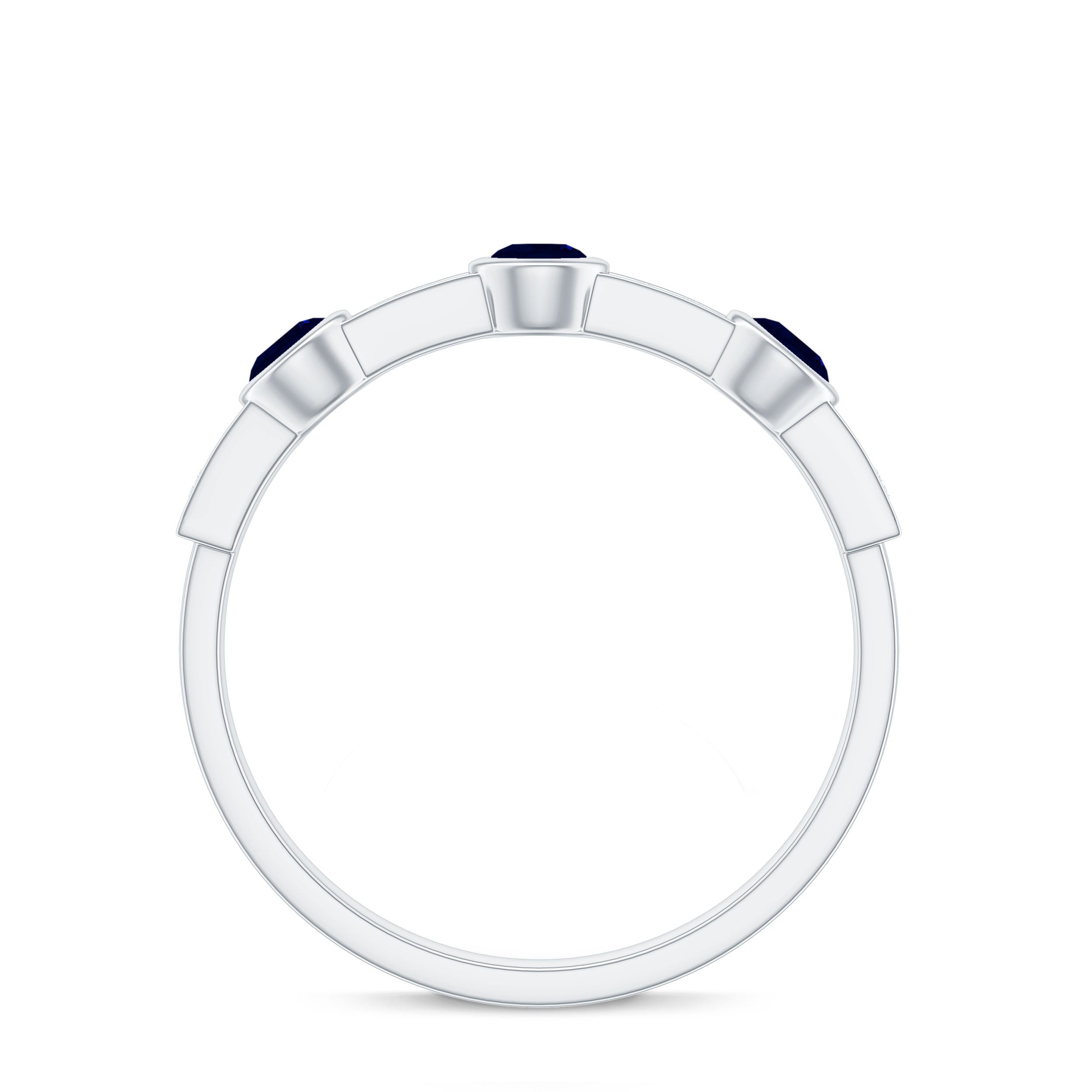 Natural Blue Sapphire Half Eternity Ring with Diamond for Women AAA - Rosec Jewels