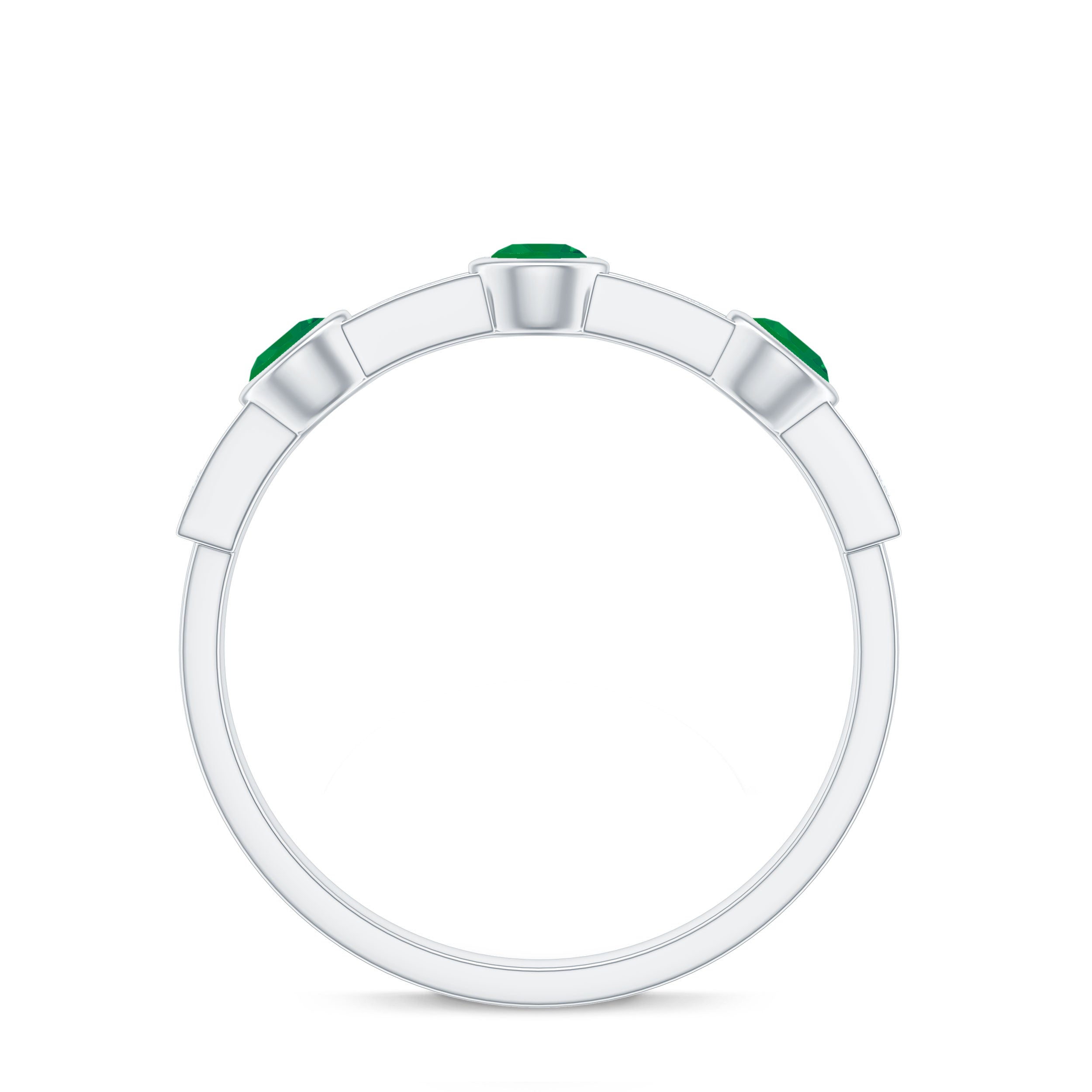 Certified Real Emerald Half Eternity Ring with Diamond AAA - Rosec Jewels