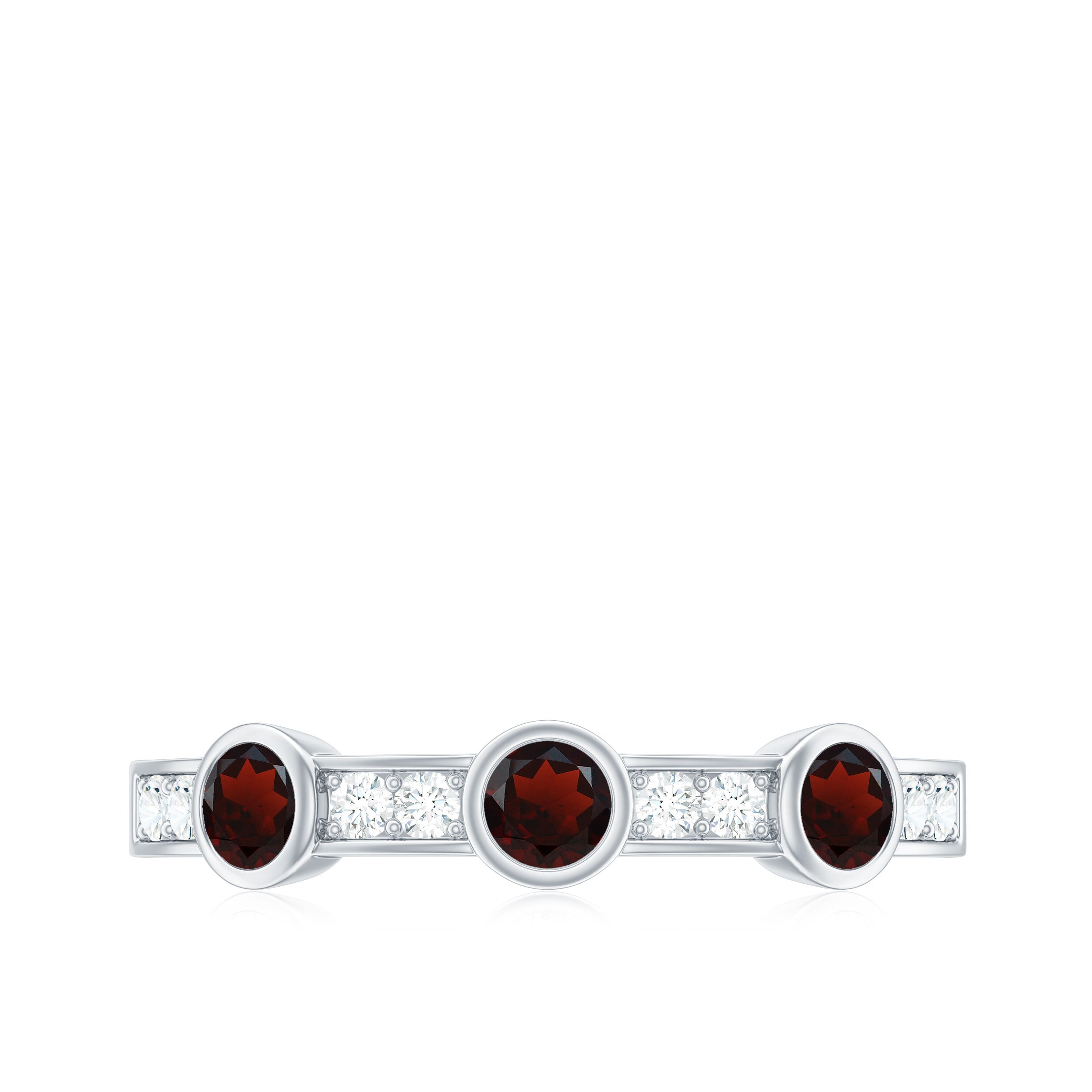 Certified Real Garnet Diamond Half Eternity Ring AAA - Rosec Jewels