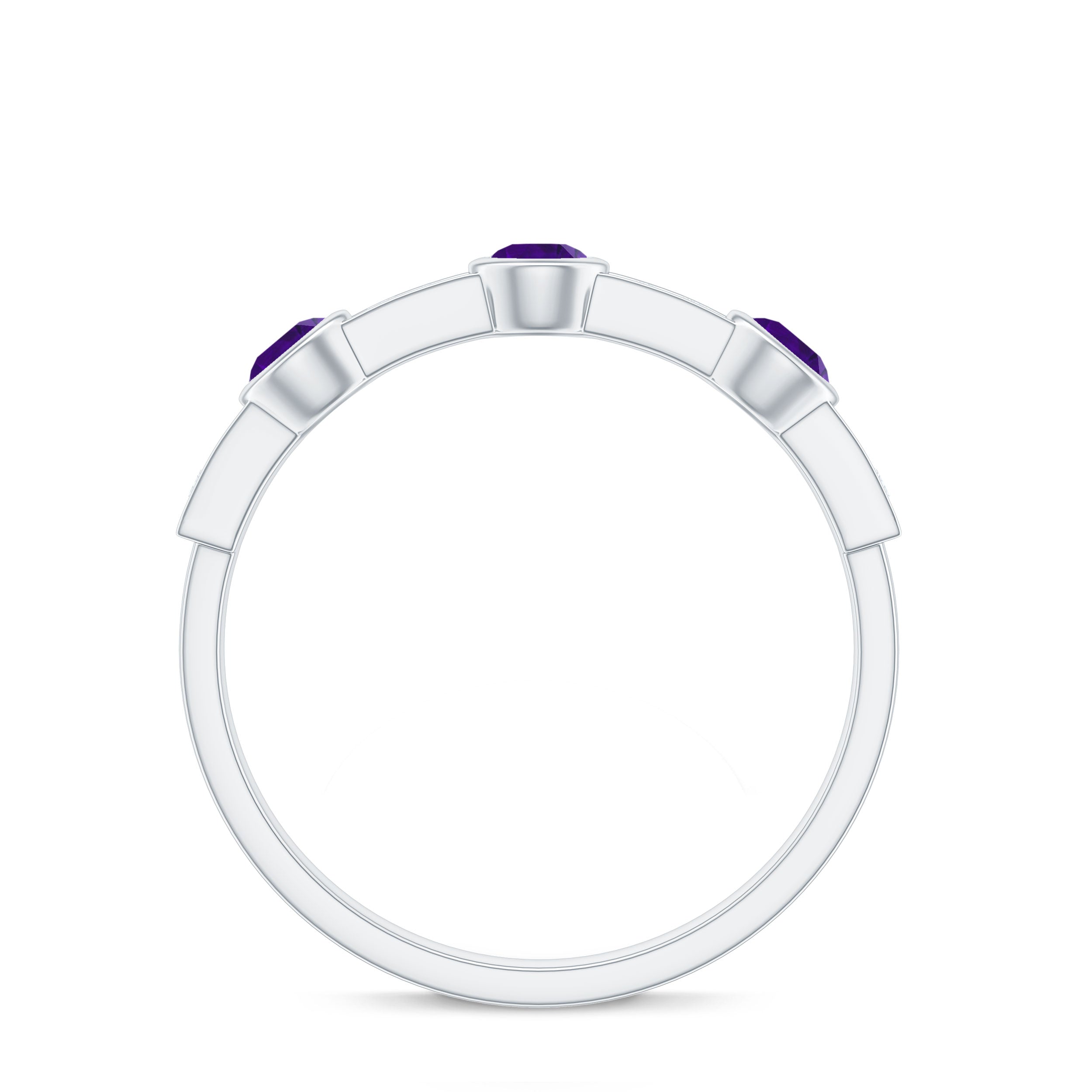 Rosec Jewels-Genuine Amethyst Diamond Half Eternity Ring in Bezel Set