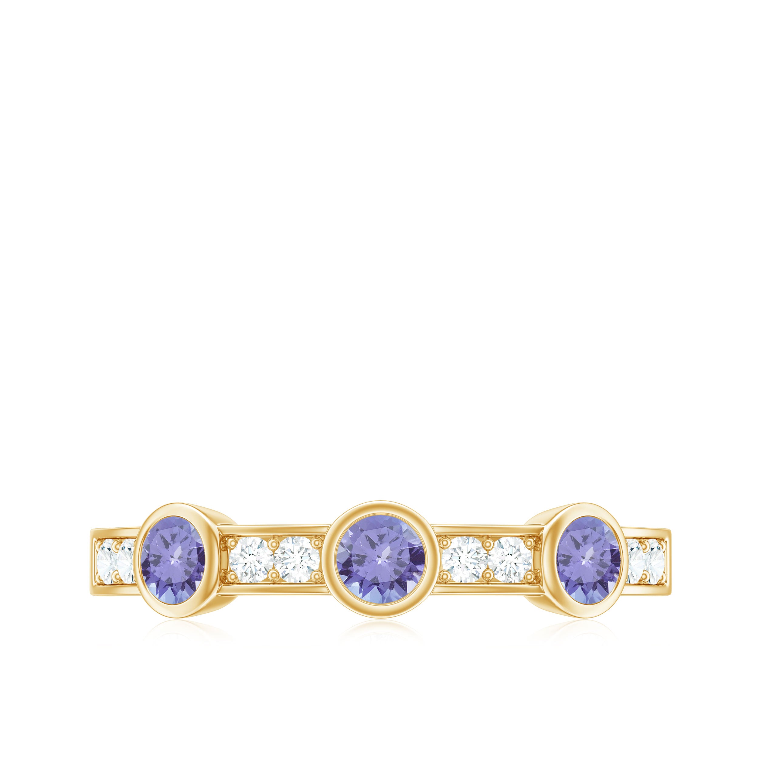 Certified Real Tanzanite Diamond Half Eternity Ring AAA - Rosec Jewels