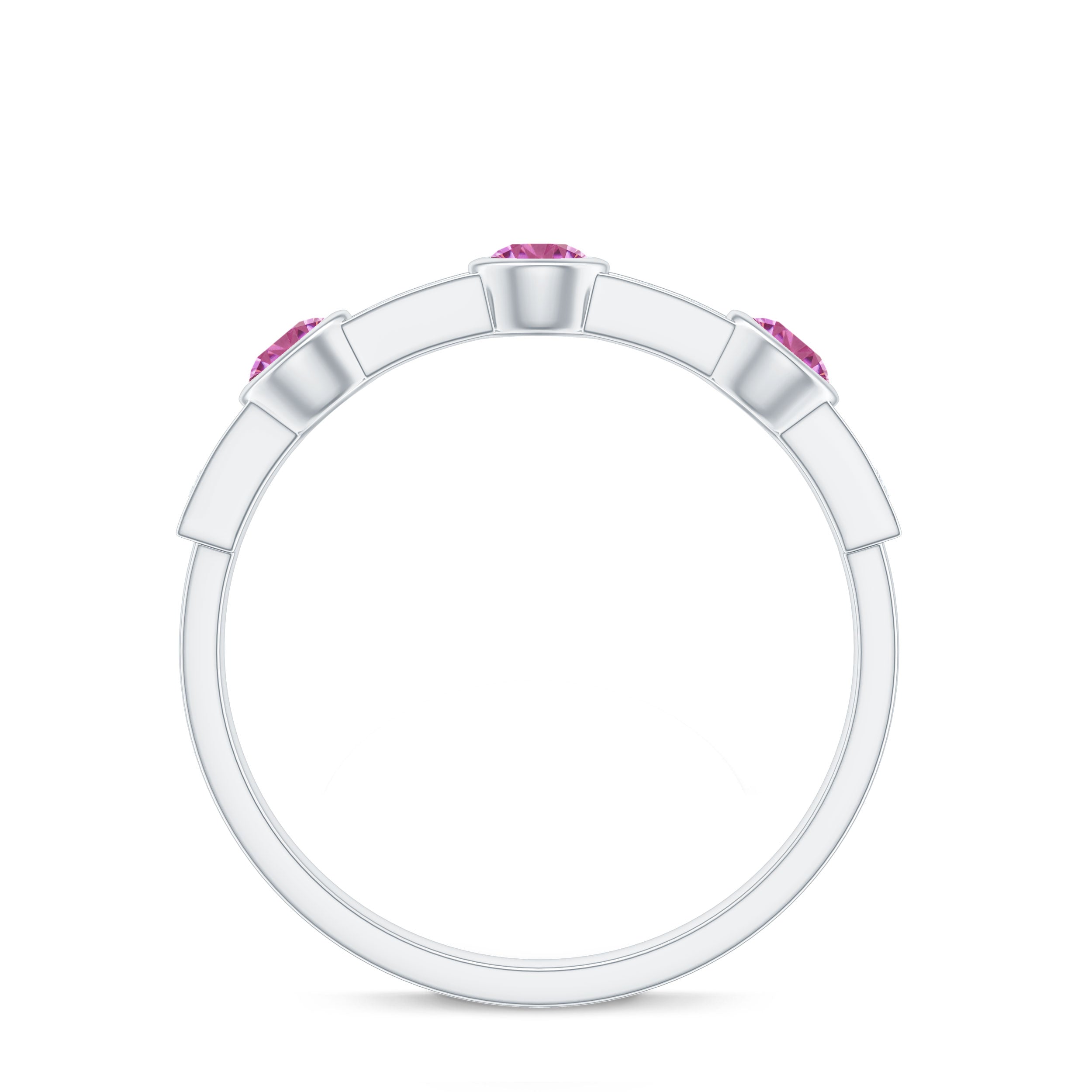 Rosec Jewels-Pink Tourmaline and Diamond Minimal Half Eternity Band Ring