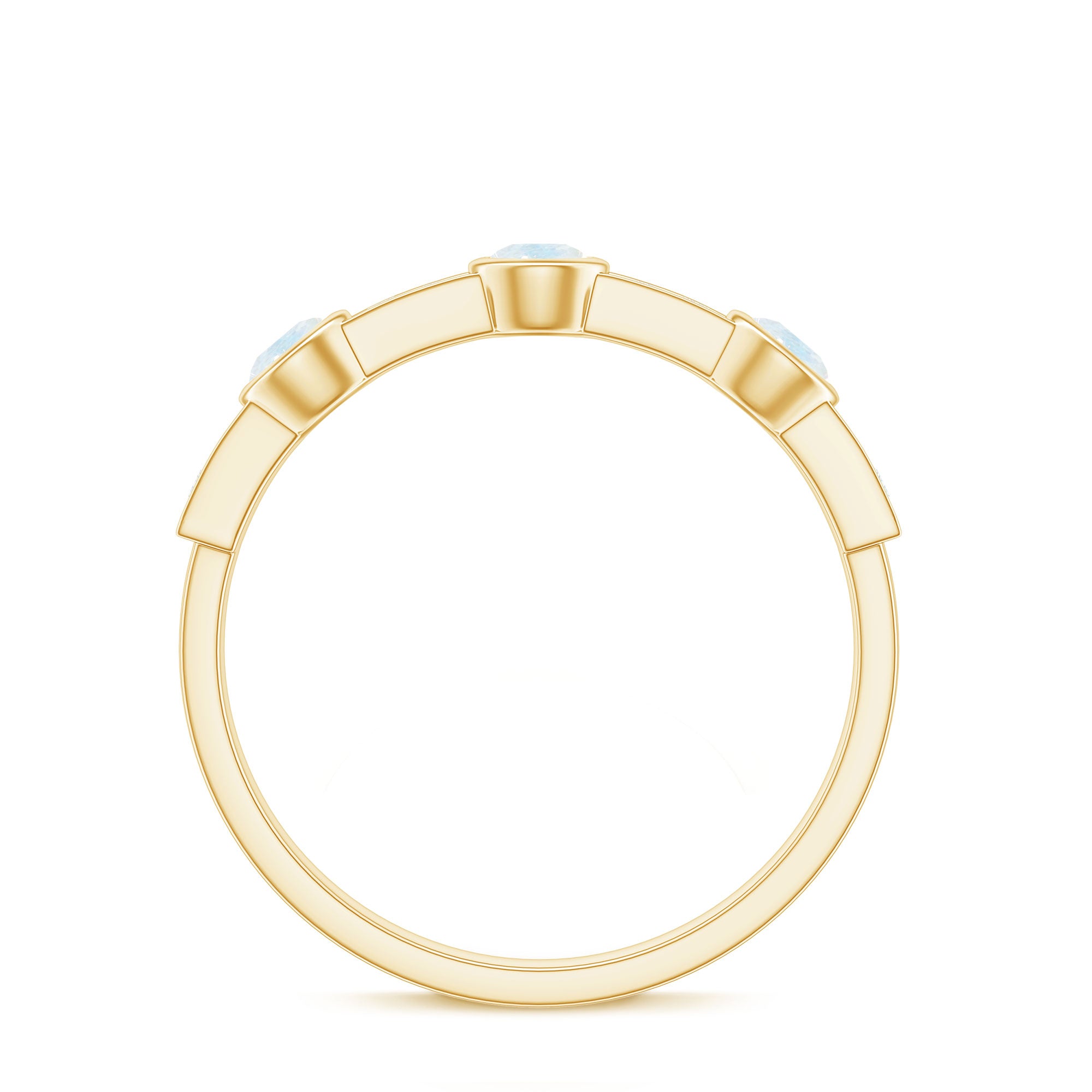 Rosec Jewels-Minimal Half Eternity Ring with Moonstone and Diamond
