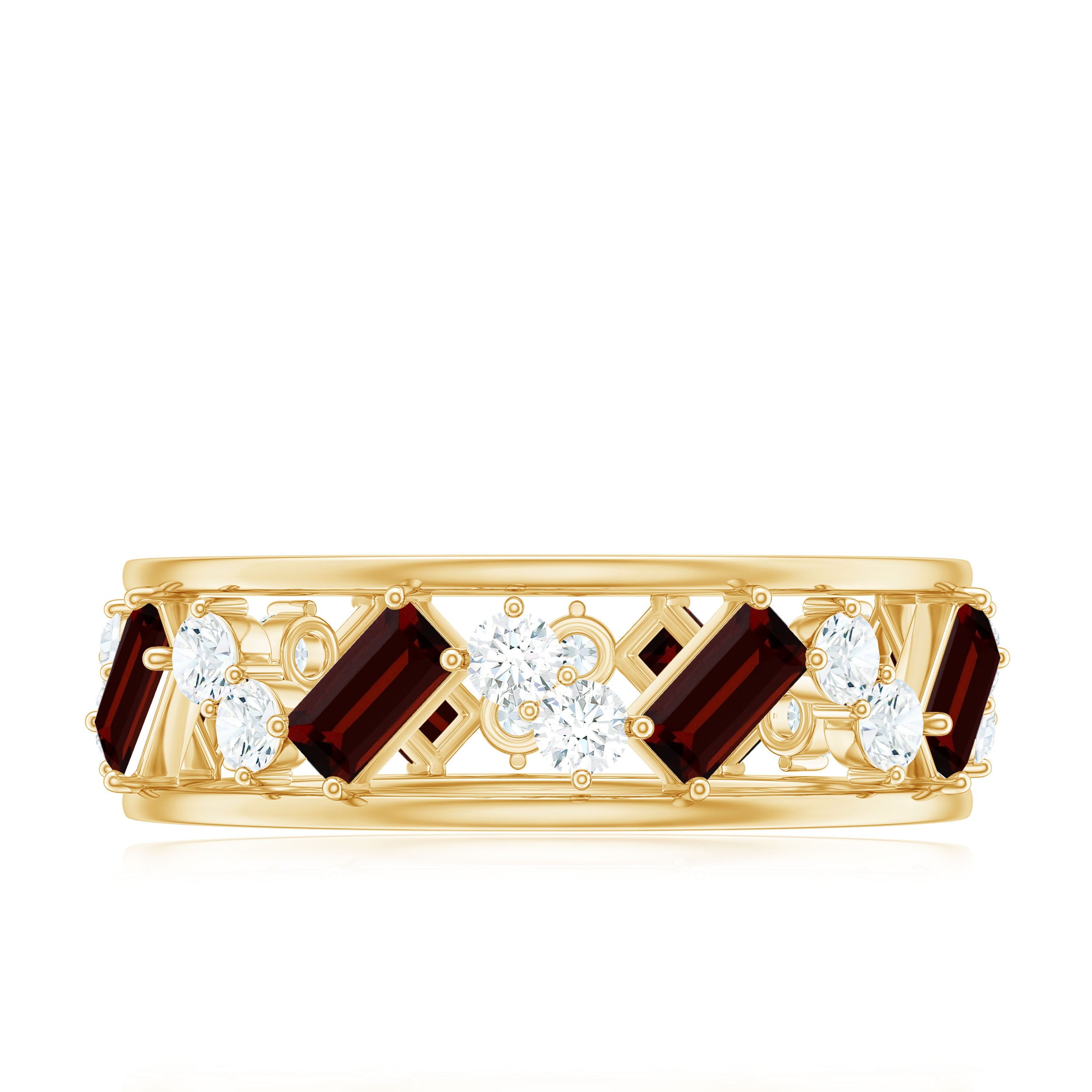 Rosec Jewels-Certified Real Garnet Diamond Wide Eternity Band