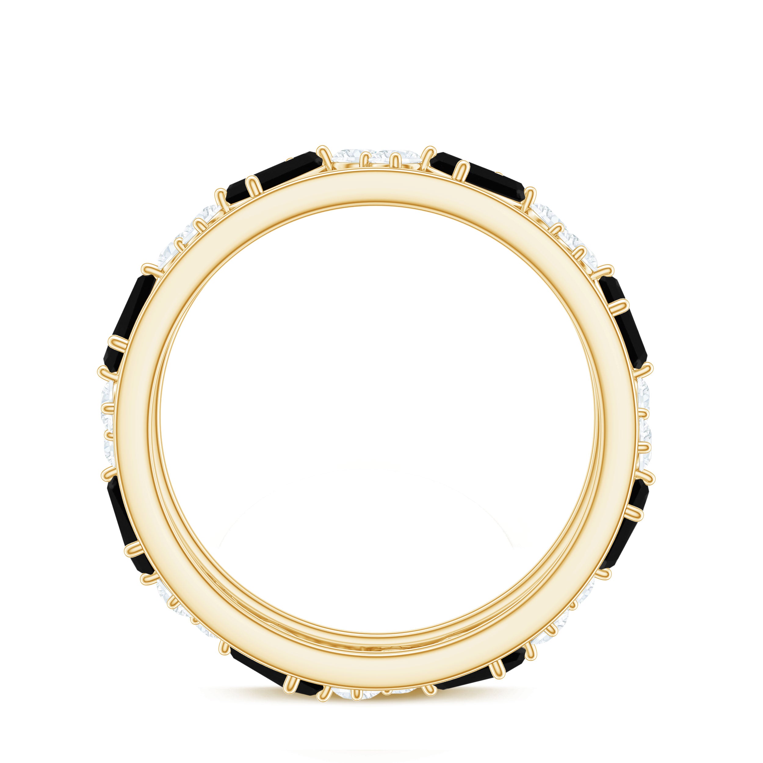 Natural Black Spinel Diamond Eternity Band Ring for Anniversary AAA - Rosec Jewels