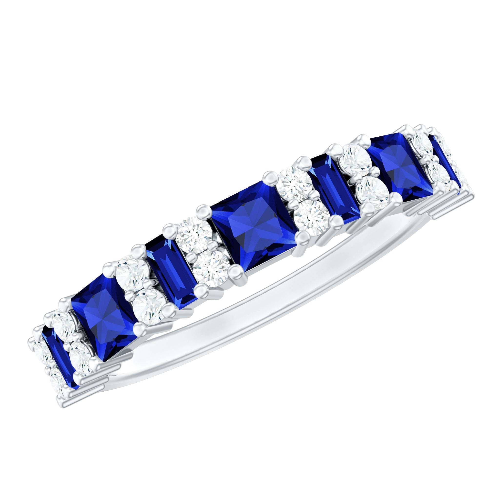 Lab-Created Blue Sapphire and Diamond Classic Eternity Band Ring