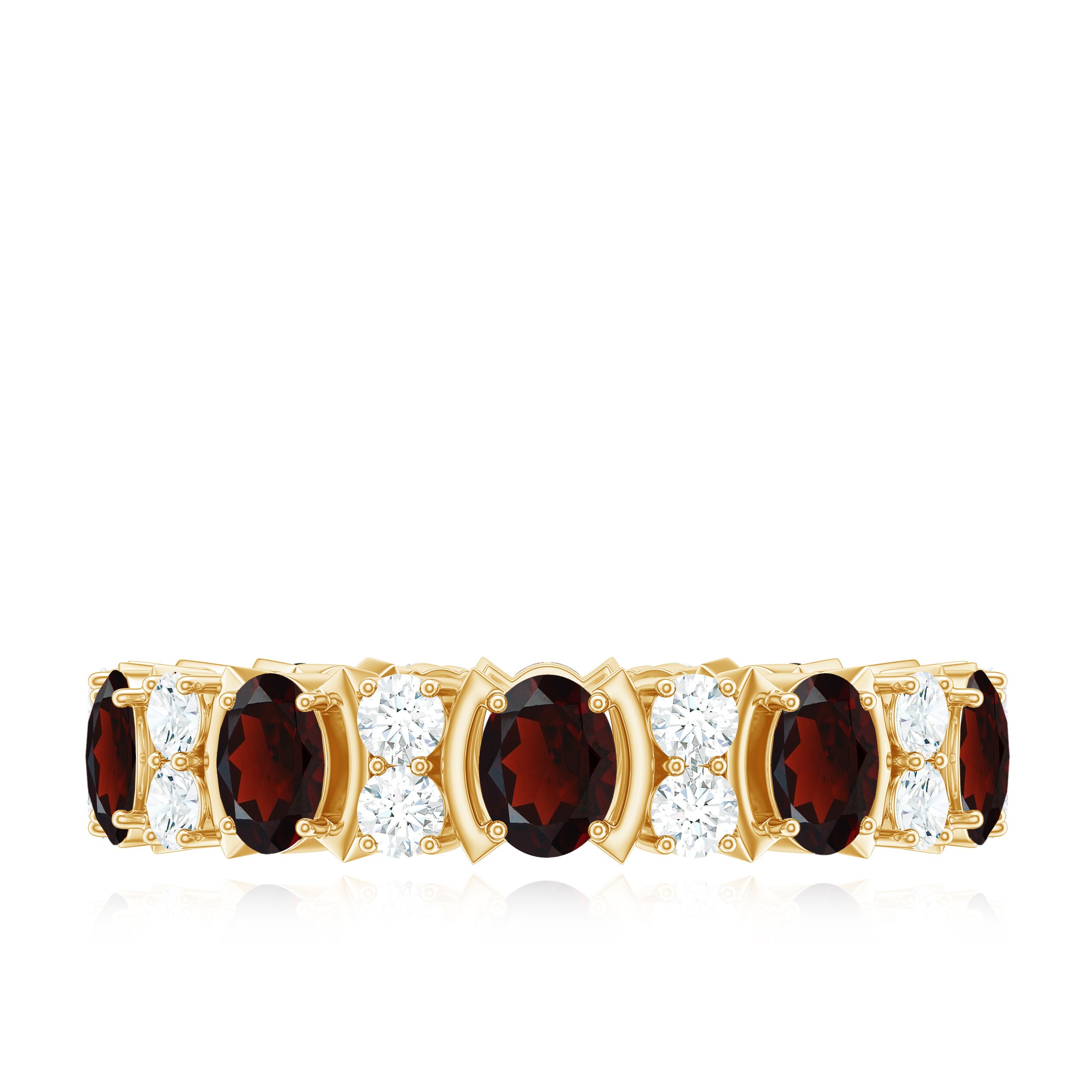 Rosec Jewels-Natural Garnet Diamond Eternity Wedding Band Ring