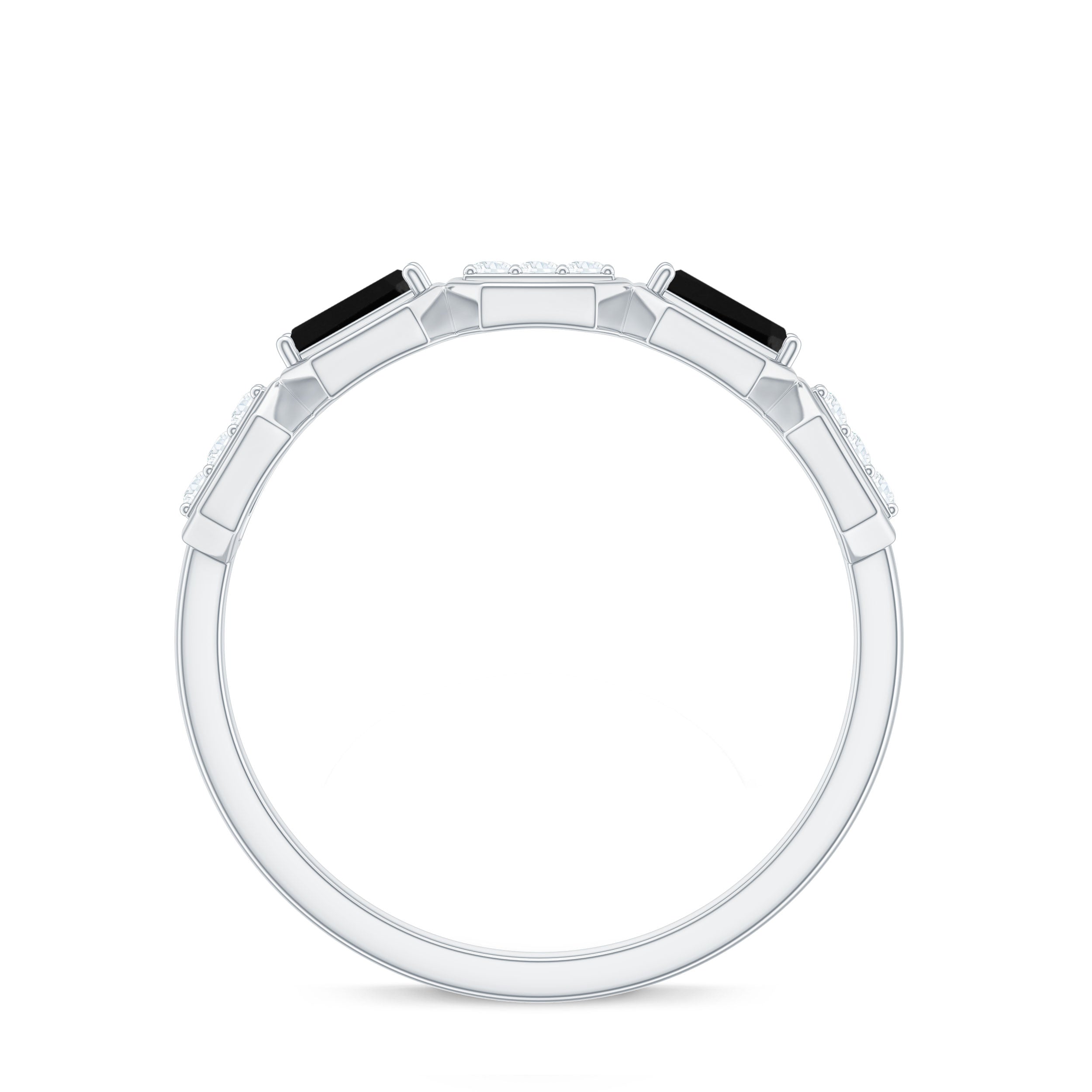 Rosec Jewels-Natural Baguette Black Spinel Diamond Geometric Band Ring