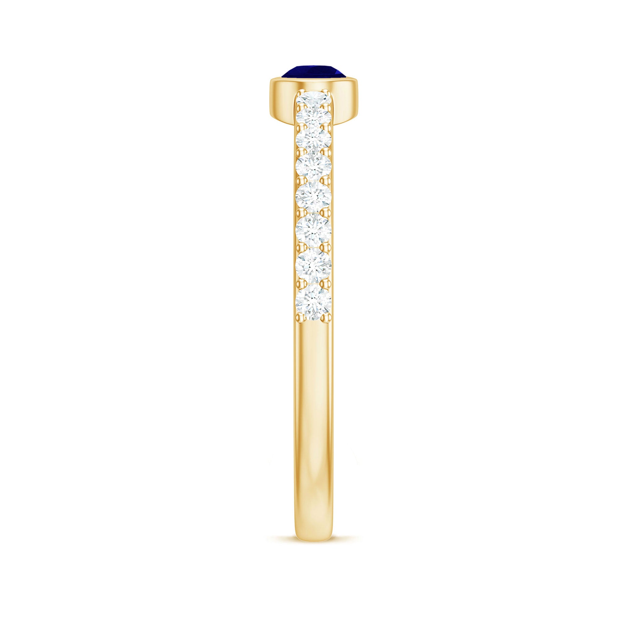 Rosec Jewels-Real Pear Shape Blue Sapphire Promise Ring with Diamond