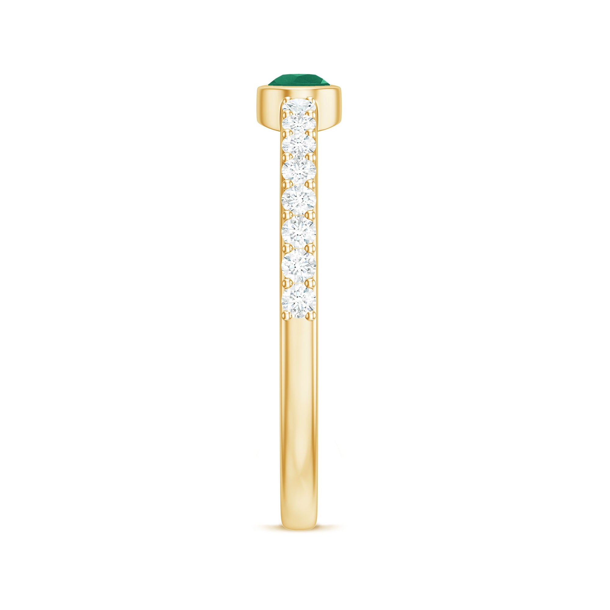 Rosec Jewels-Natural Pear Shape Emerald Diamond Promise Ring in Bezel Setting