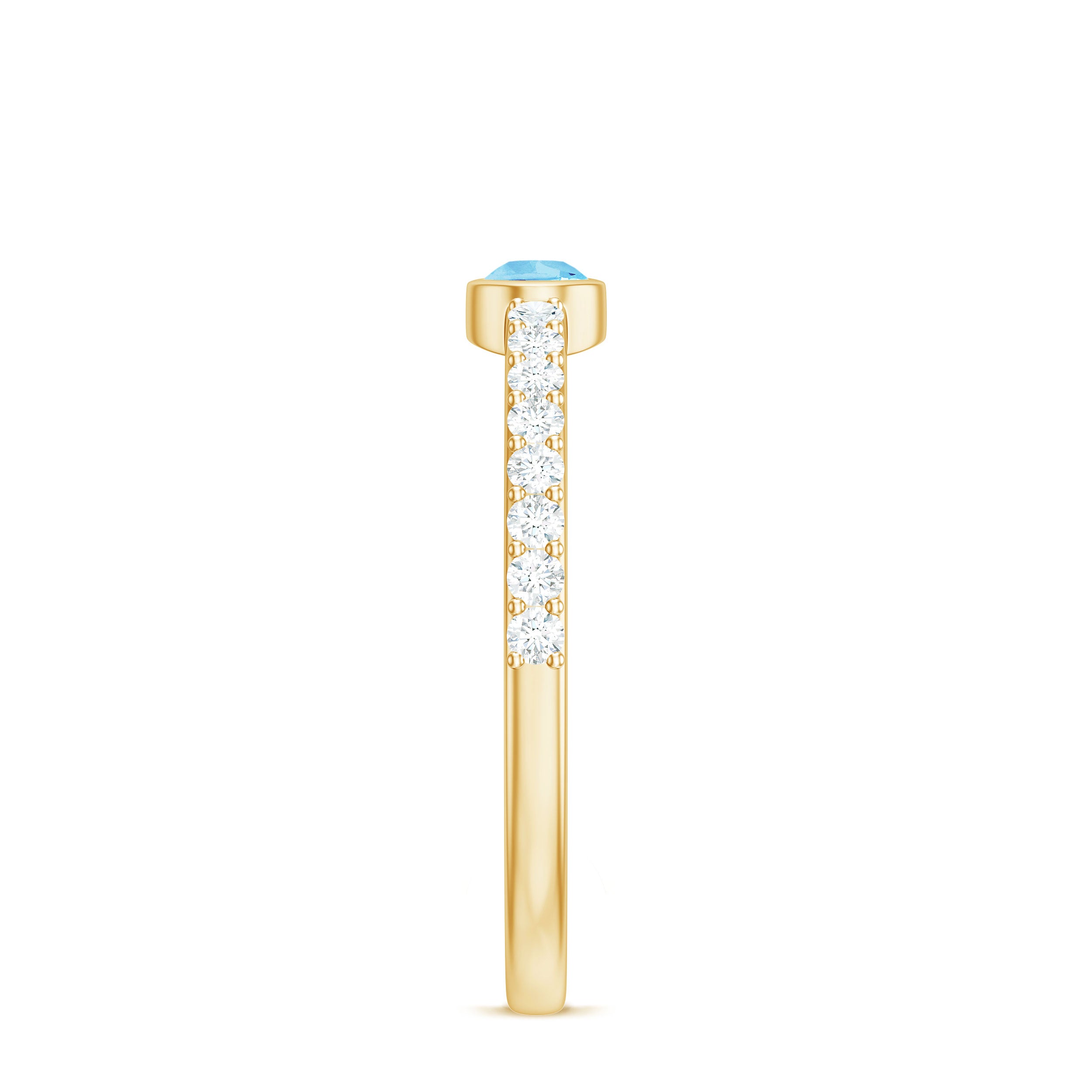 Pear Cut Aquamarine Promise Ring with Diamond AAA - Rosec Jewels
