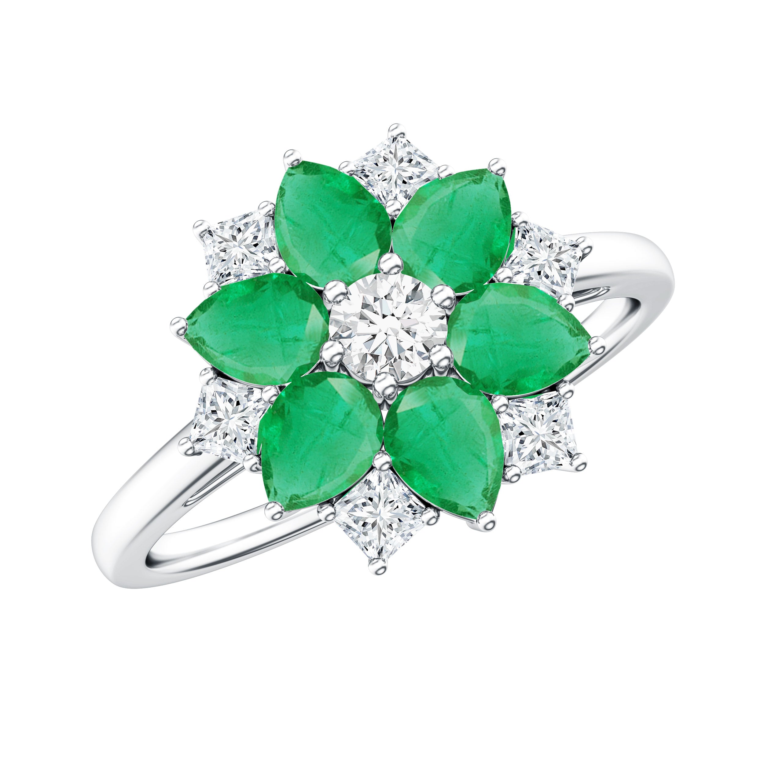 Genuine Emerald and Diamond Nature Inspired Statement Ring AAA - Rosec Jewels