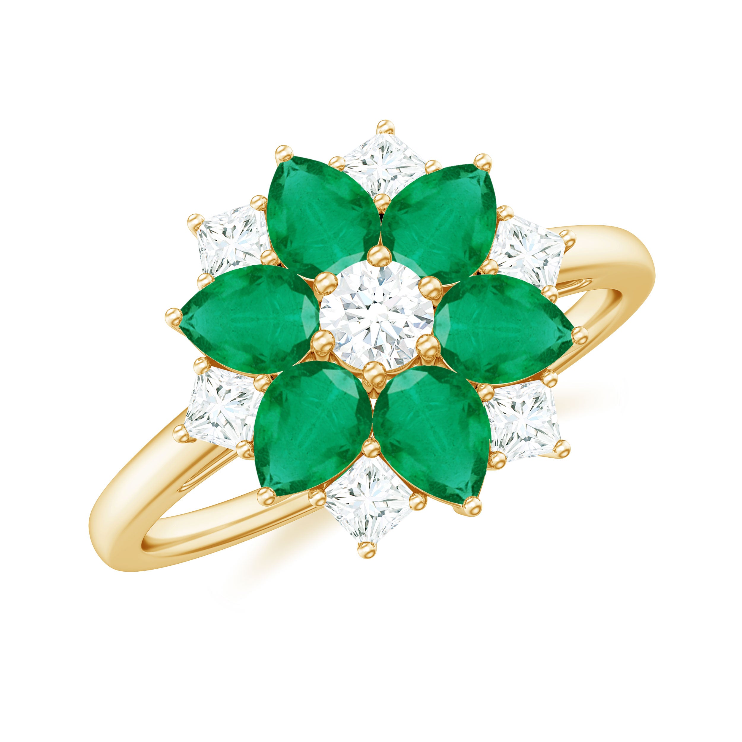 Genuine Emerald and Diamond Nature Inspired Statement Ring AAA - Rosec Jewels