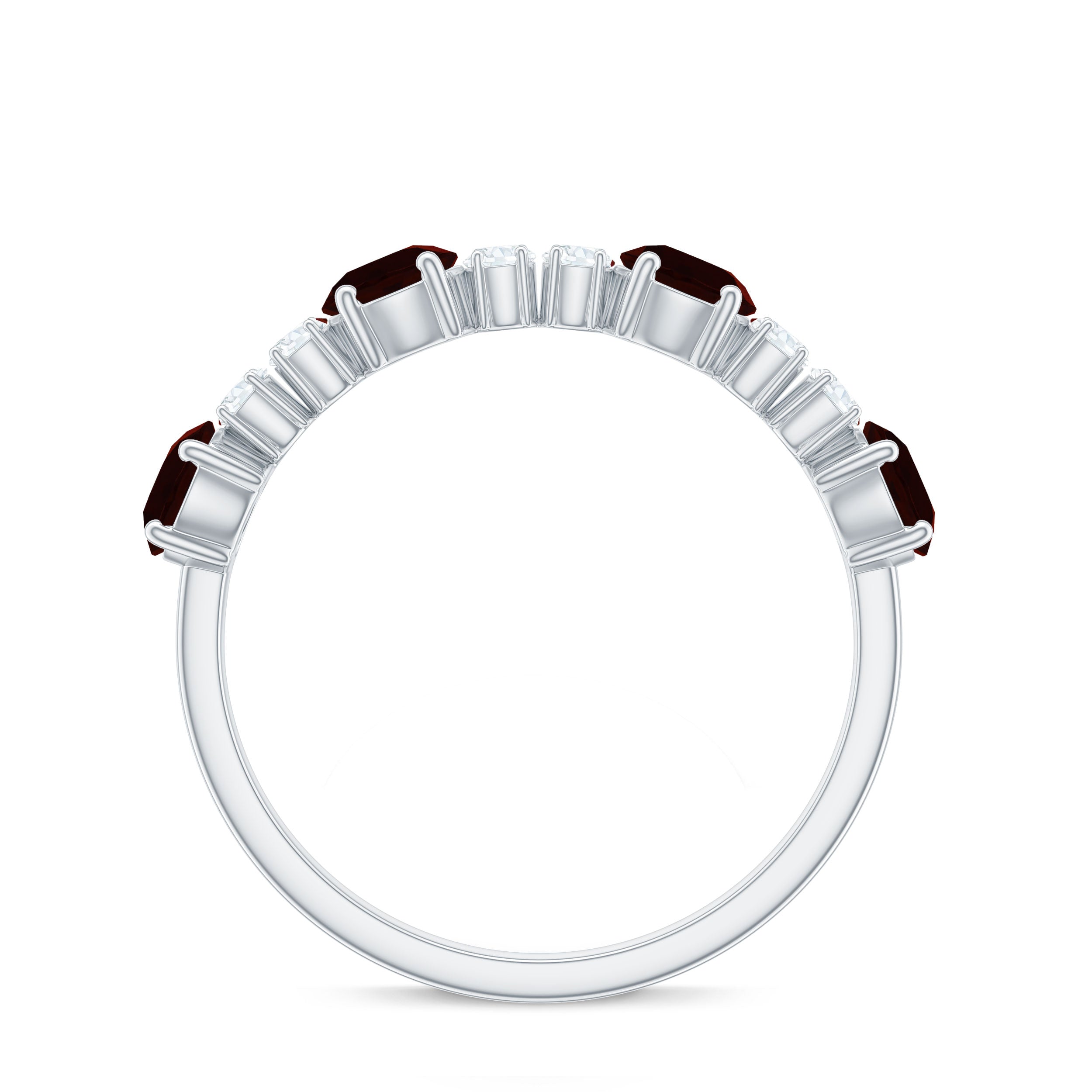 Rosec Jewels-Genuine Garnet Half Eternity Ring with Diamond